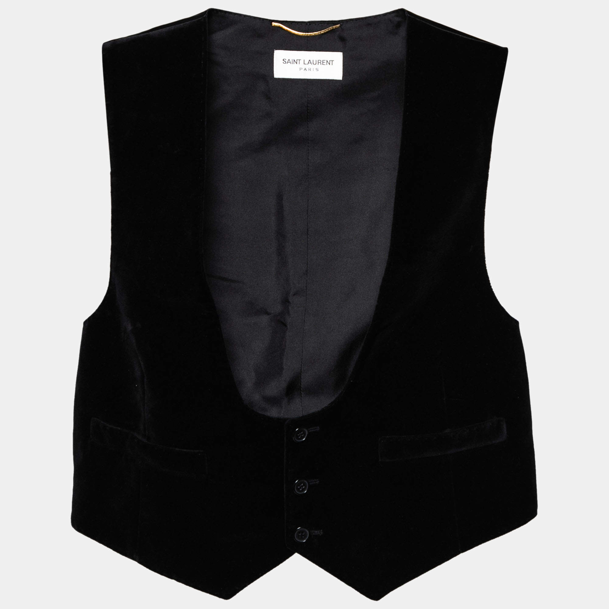 Pre Owned فيست سان لوران قطيفة أسود بحزام ظهر مقاس كبير - لارج