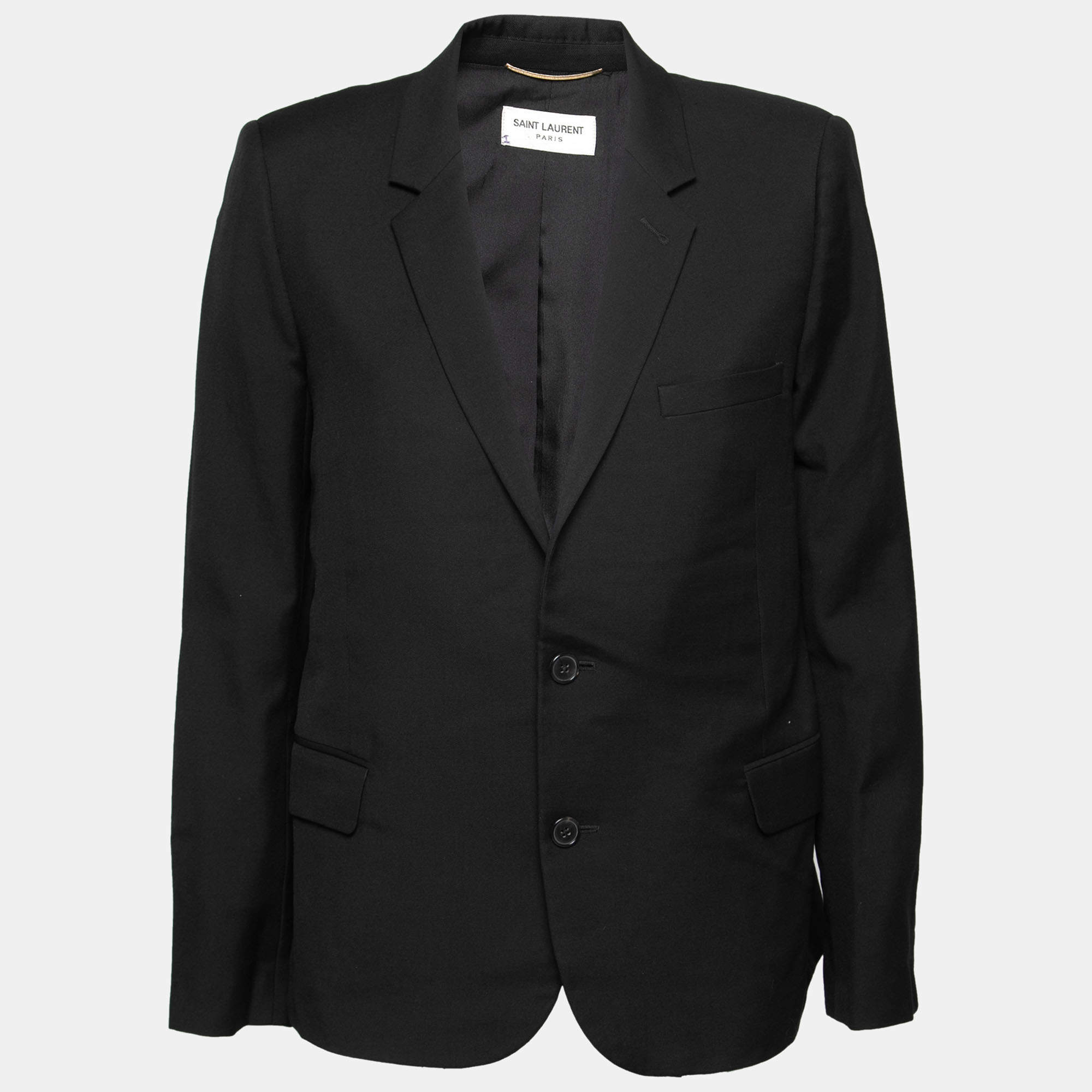 Saint Laurent Black Wool Button Front Blazer XL