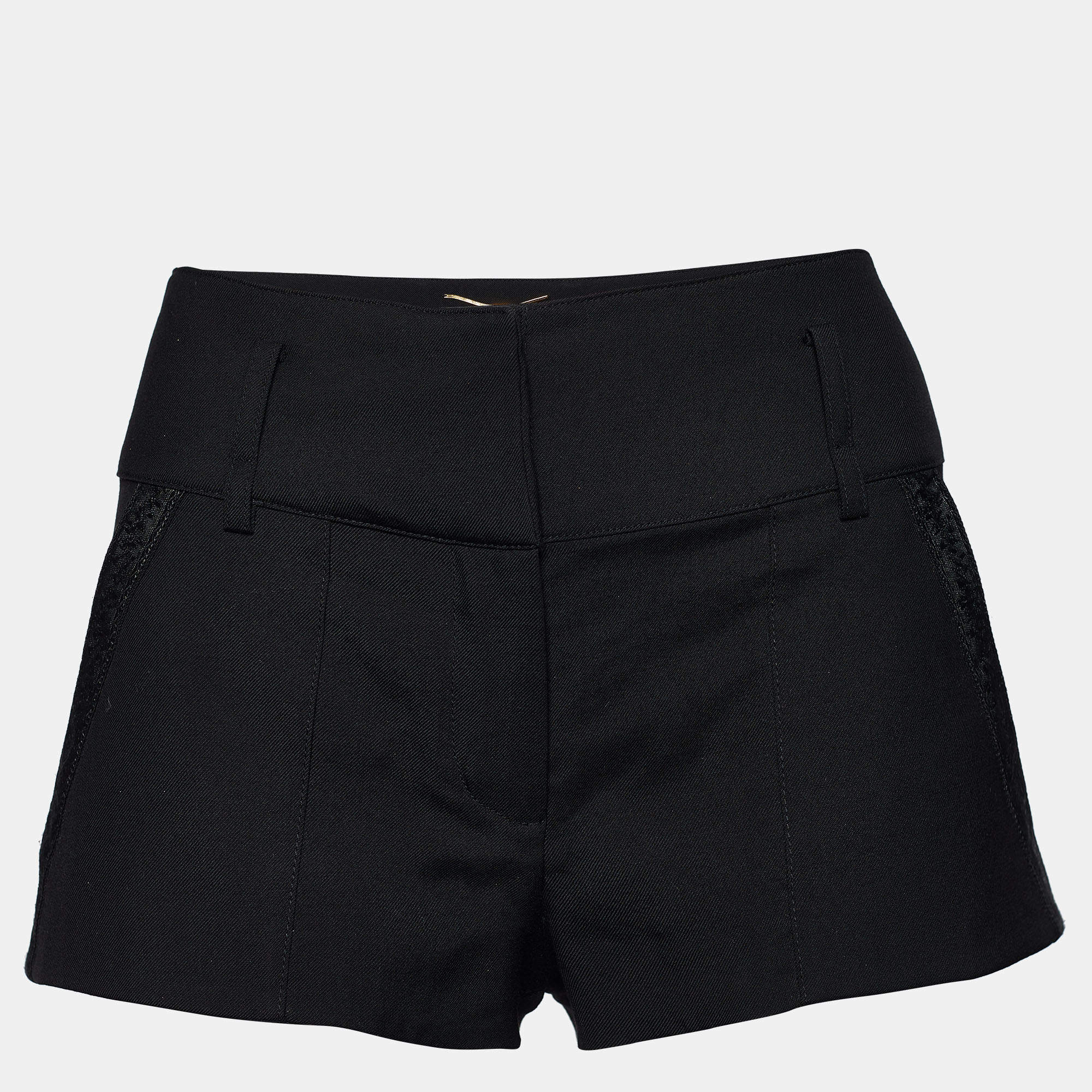 Saint Laurent Black Wool Ribbon Trim Shorts S