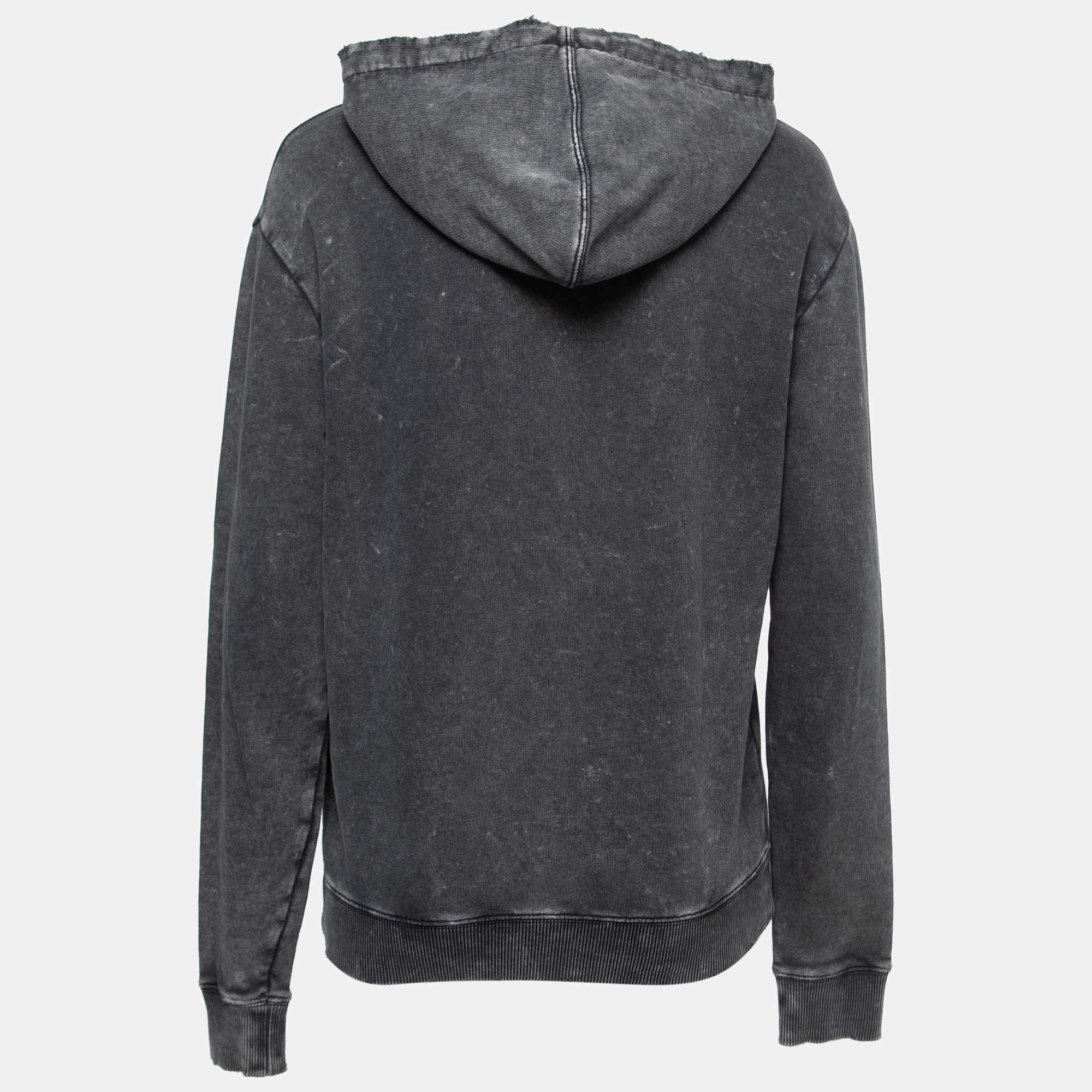 Saint Laurent Grey Cotton Distressed Bleached Hoodie XS Saint