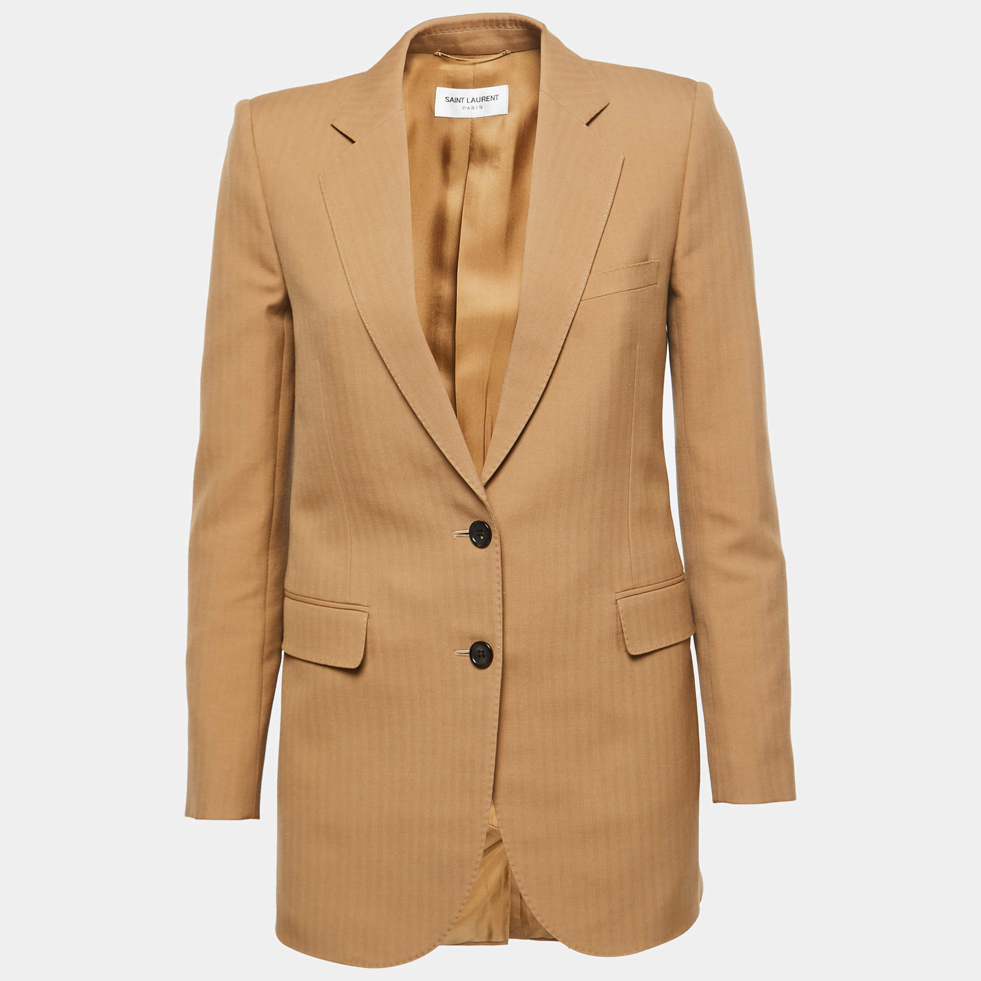 Pre Owned Saint Laurent Brown Wool Single-Breasted Tailored Blazer S