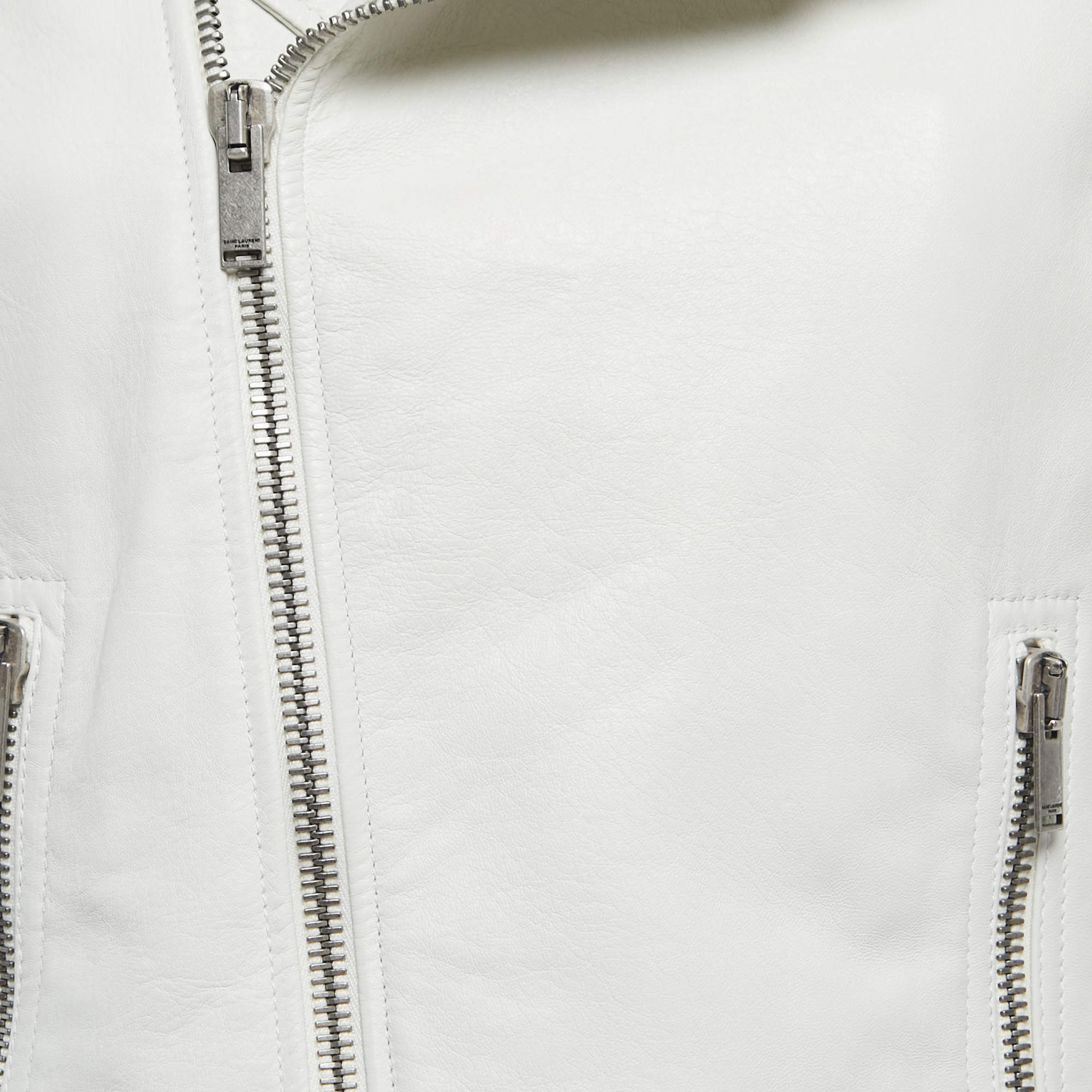 Saint laurent white hot sale leather jacket