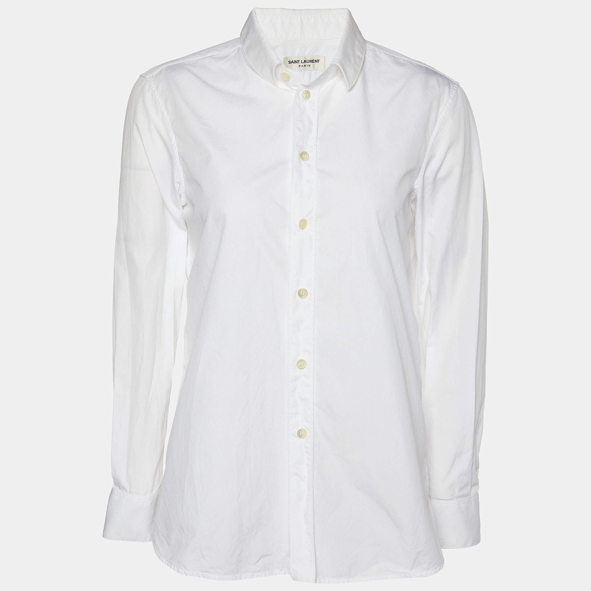 Saint Laurent Paris White Cotton Button Front Shirt M