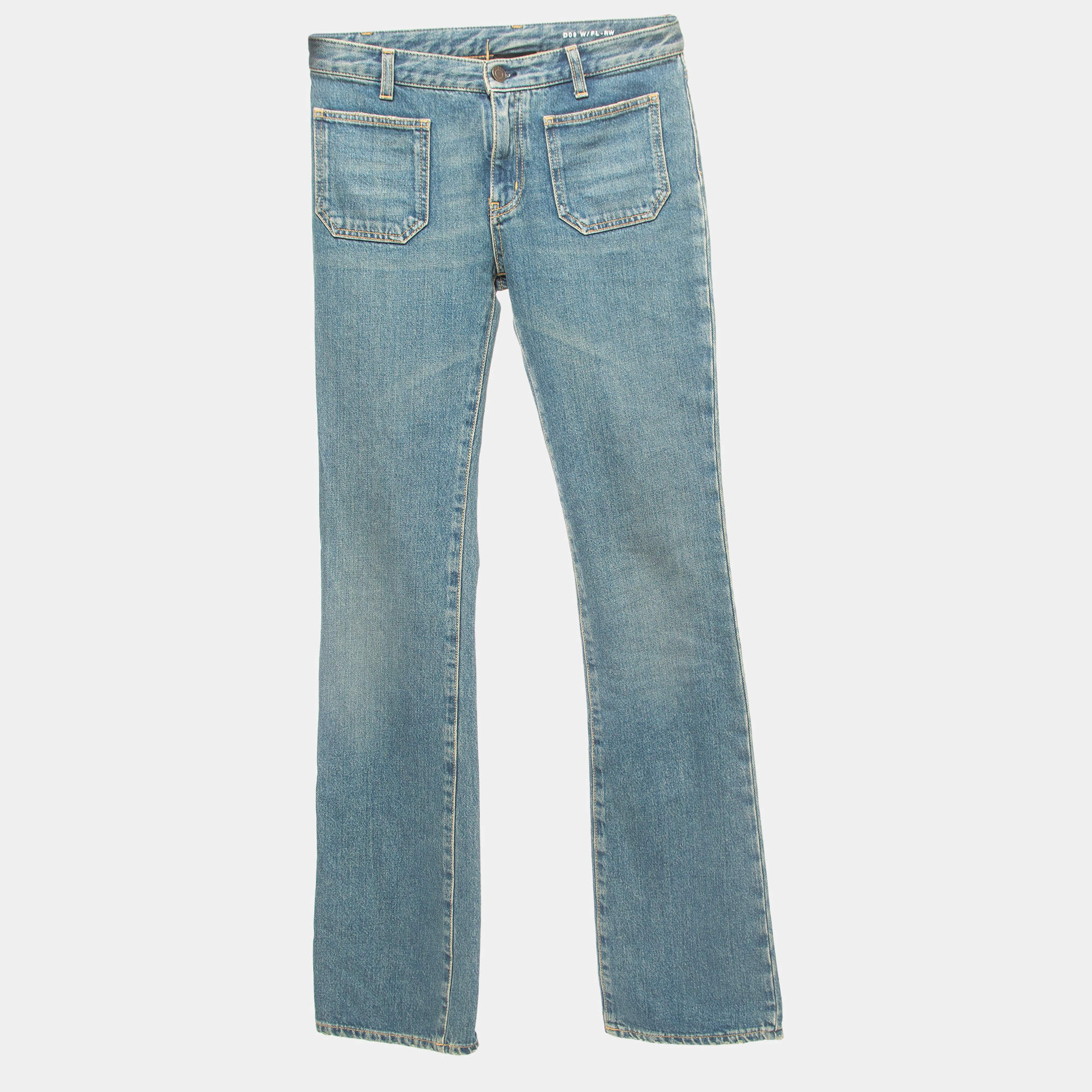 Saint Laurent Paris Blue Washed Denim High Waist Jeans S