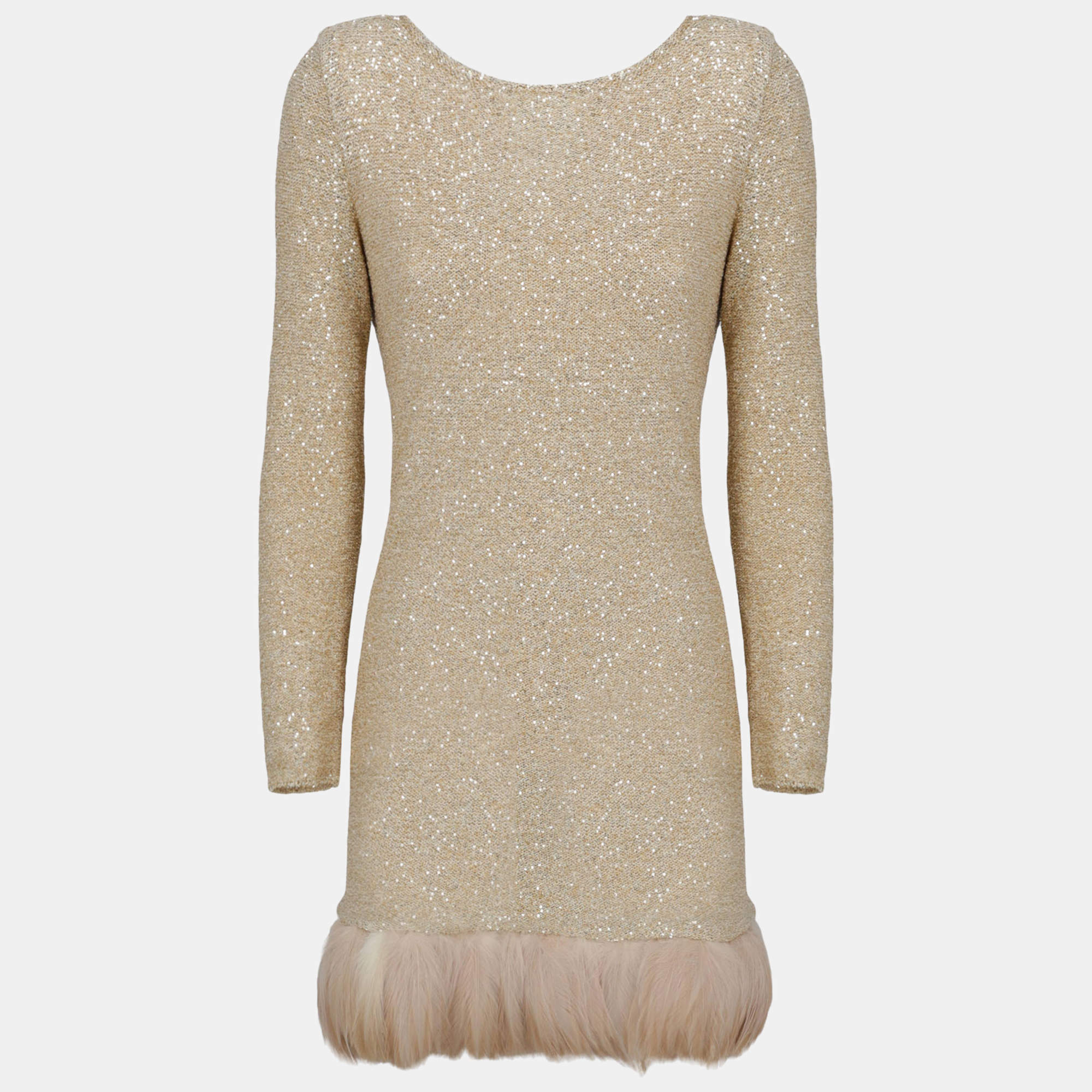 Pre Owned Saint Laurent  Women's Fabric Mini Dress - Gold - S