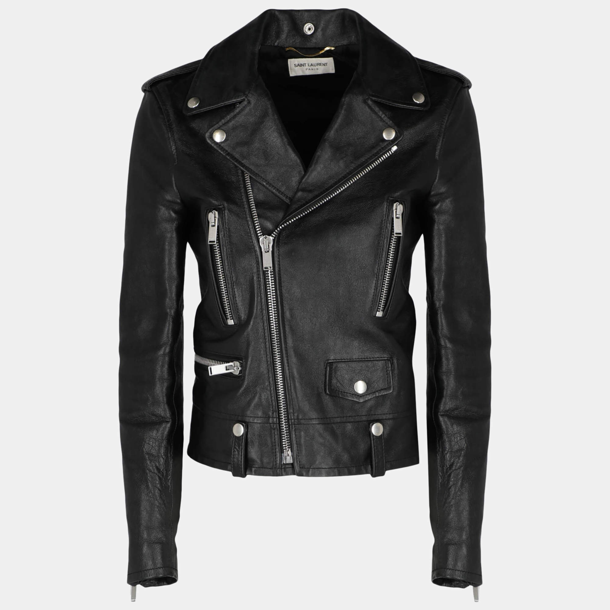 Pre Owned Saint Laurent  Women's Leather Biker Jacket - Black - S