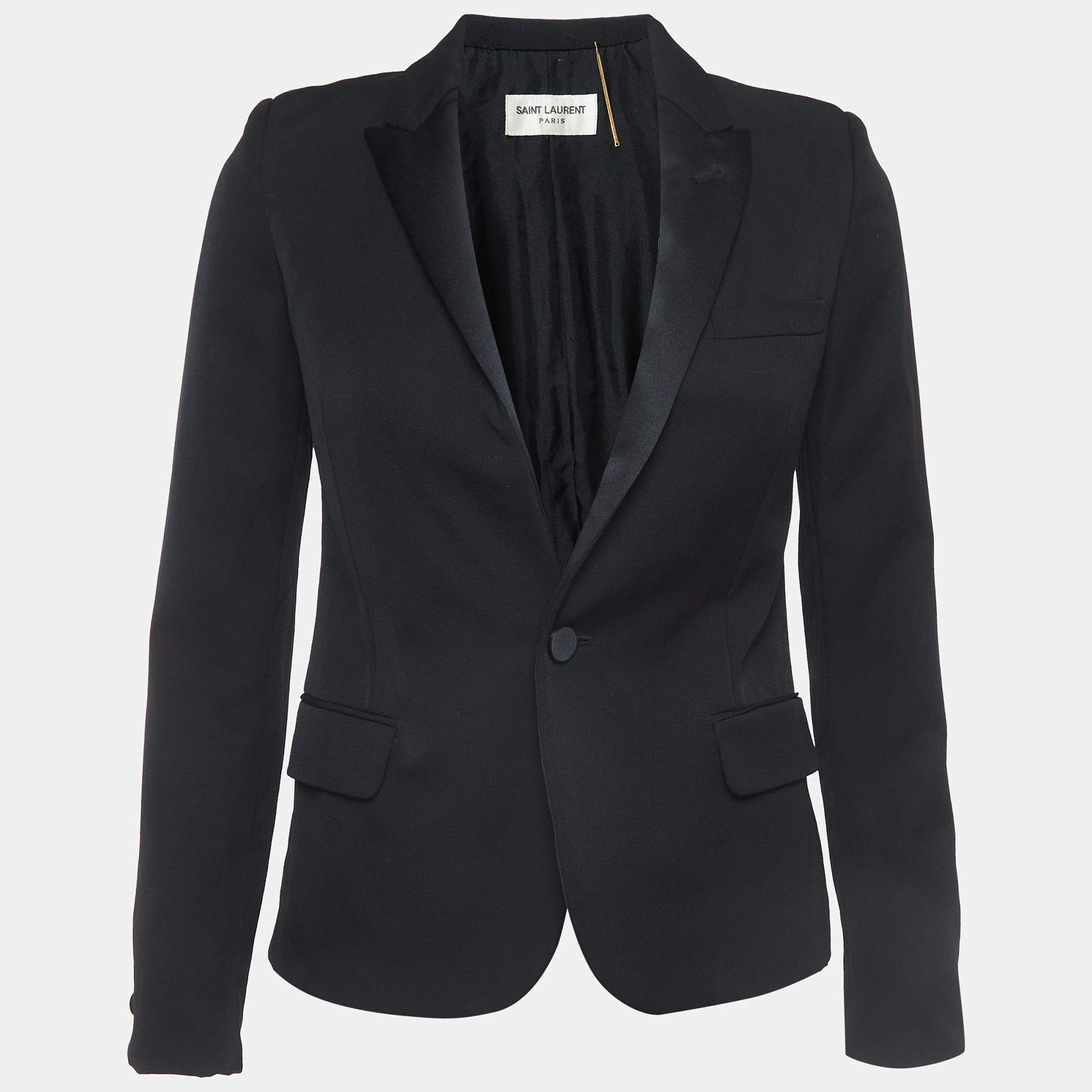 Pre Owned Saint Laurent Black Wool Single Breasted Blazer S