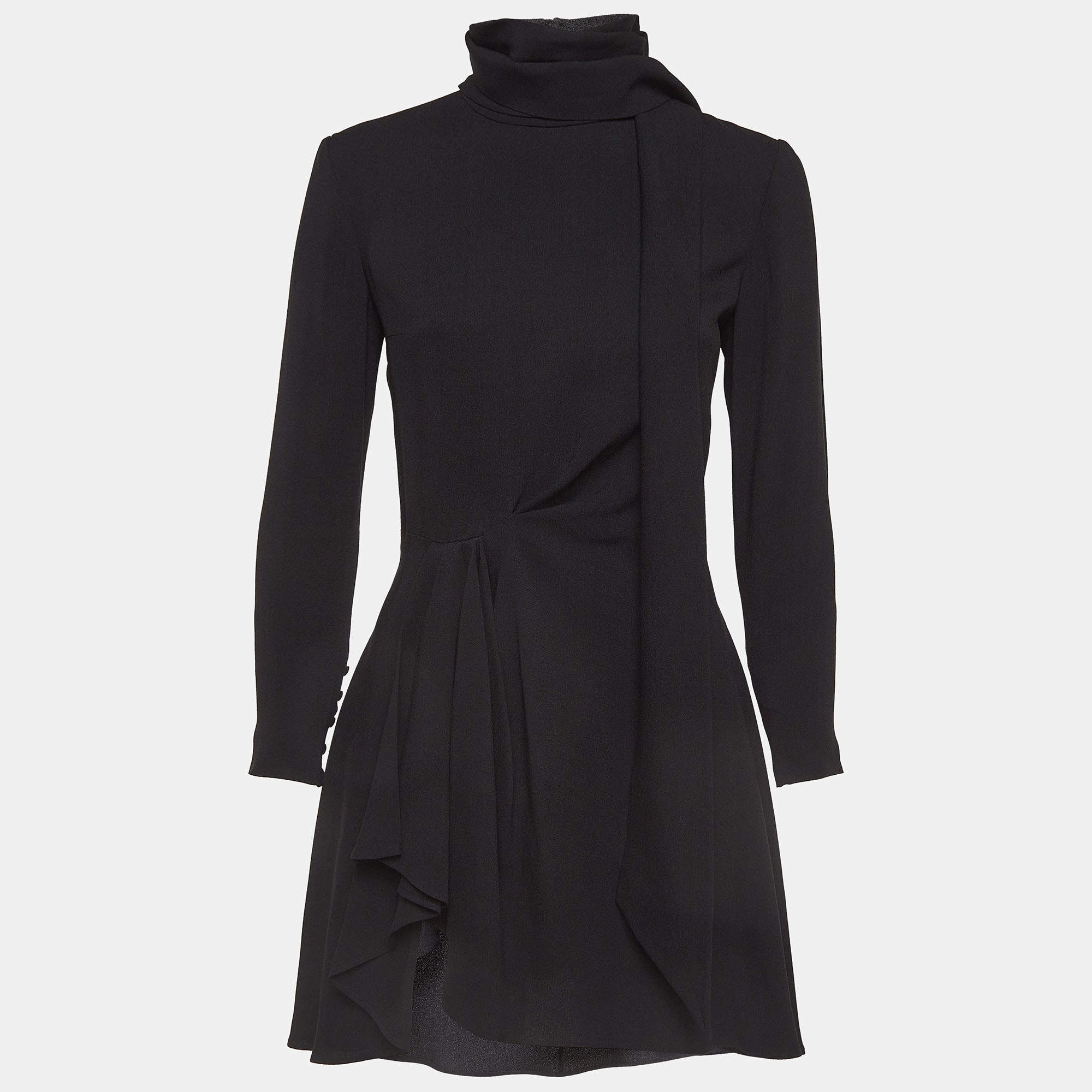 مملوكة مسبقًا Saint Laurent Black Crepe Asymmetrical Mini Dress M