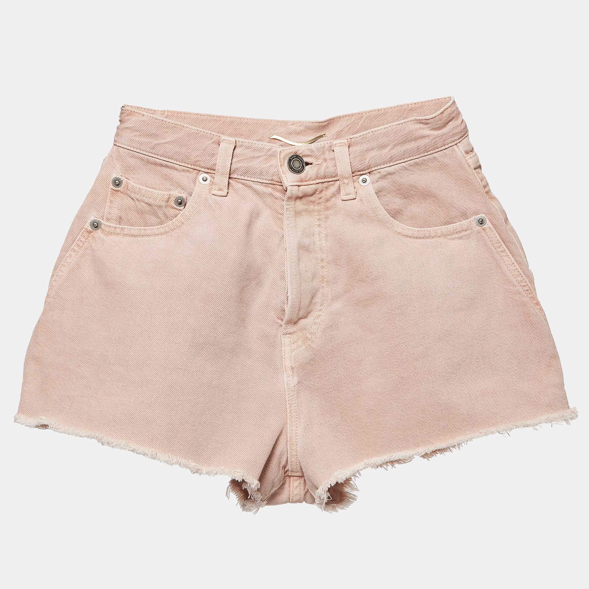 Saint Laurent Vintage Pink Denim Shorts S Waist 24