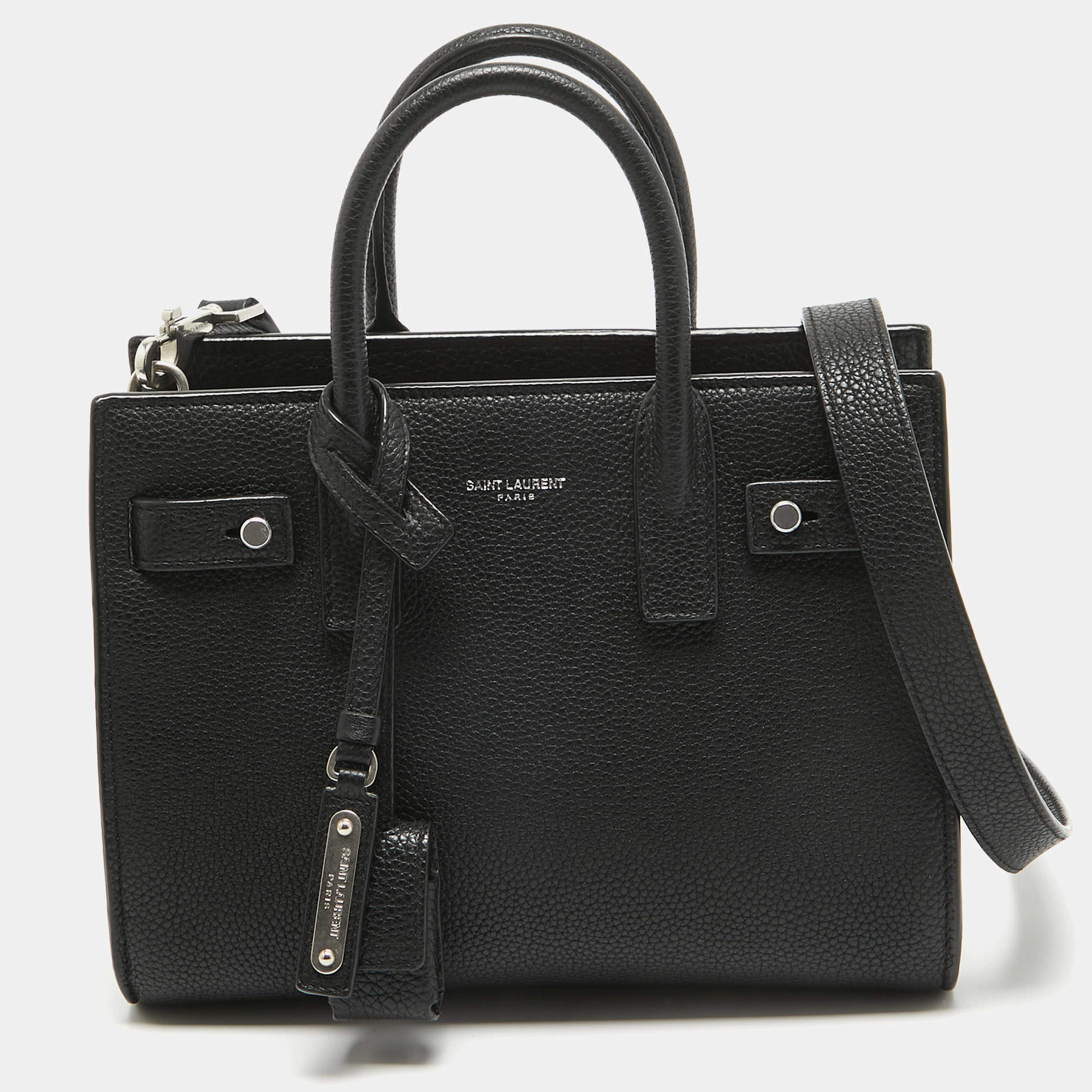 Saint Laurent Black Leather Nano Classic Sac De Jour Tote