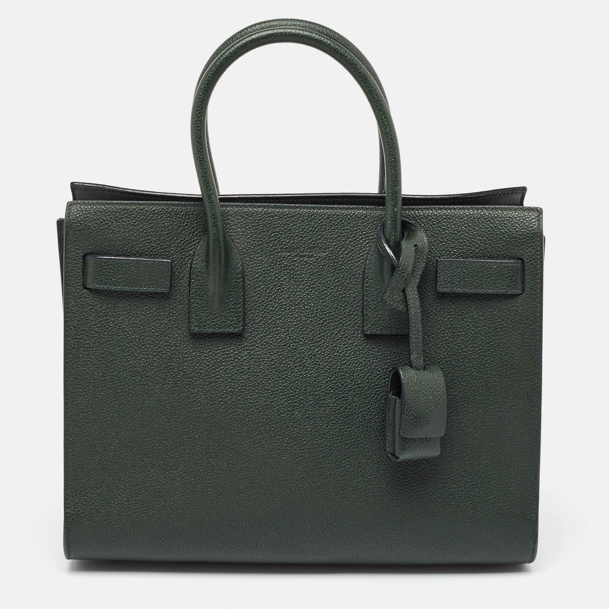 Saint Laurent Dark Green Leather Baby Classic Sac De Jour Tote