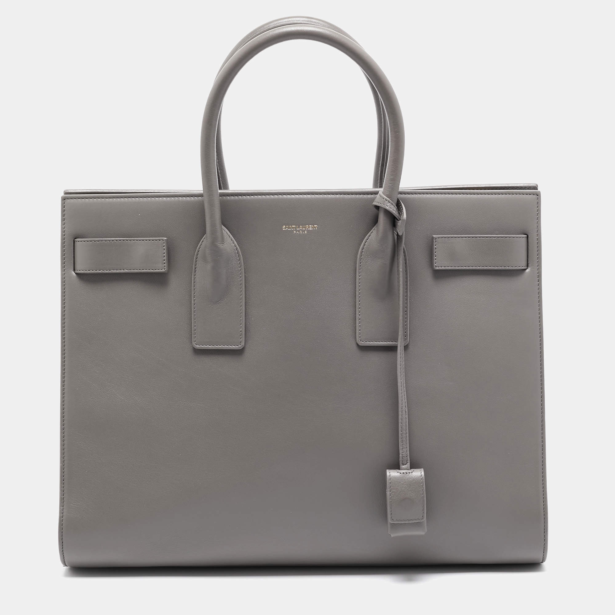 Pre Owned Saint Laurent Grey Leather Large Classic Sac De Jour Tote