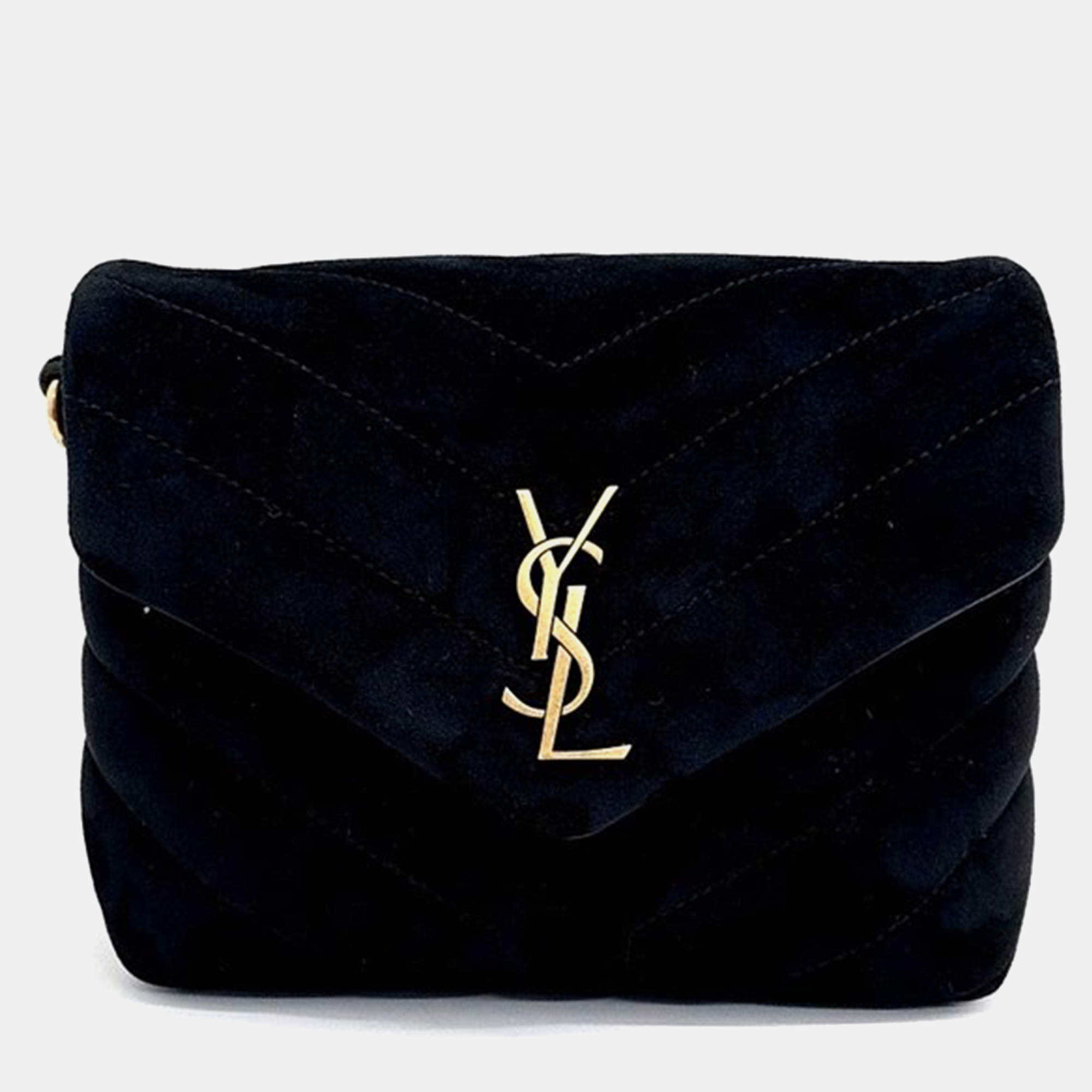 Saint Laurent Paris Black Suede Loulou Toy Crossbody Bag 