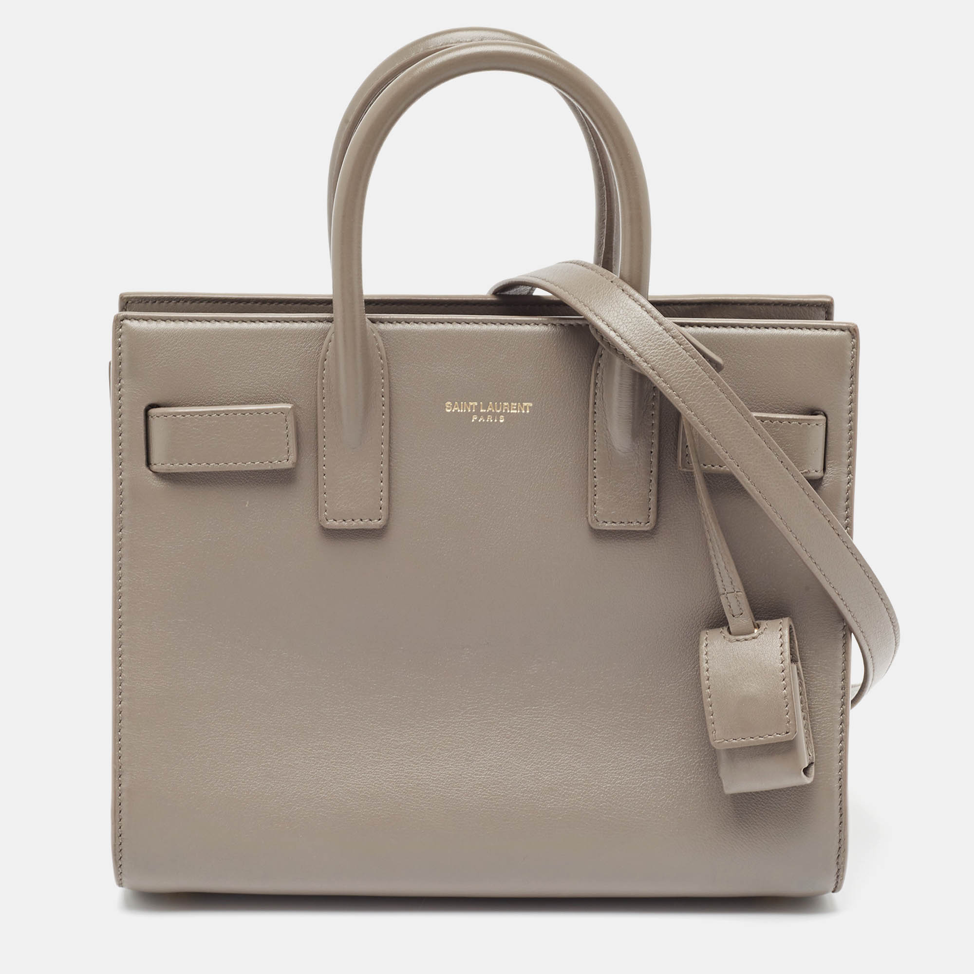 Pre Owned Saint Laurent Grey Leather Nano Classic Sac De Jour Tote