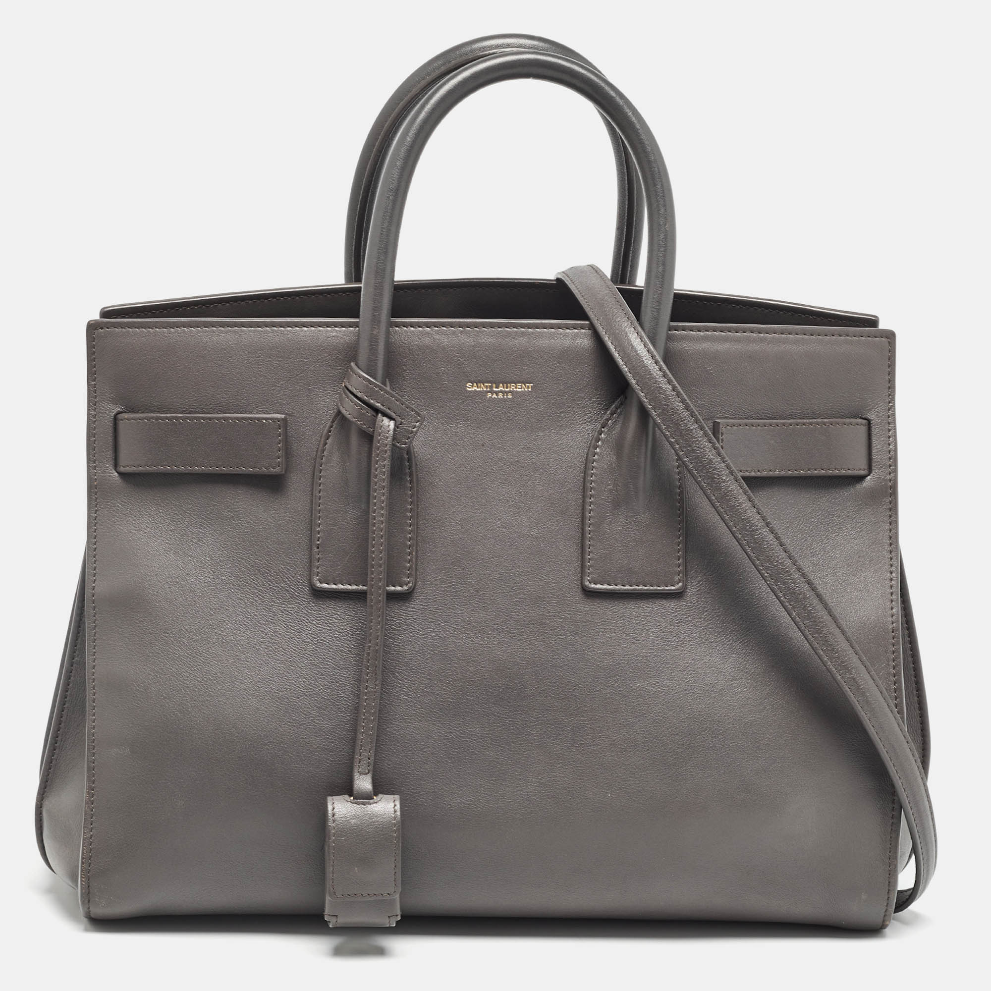 Saint Laurent Grey Leather Small Classic Sac De Jour Tote