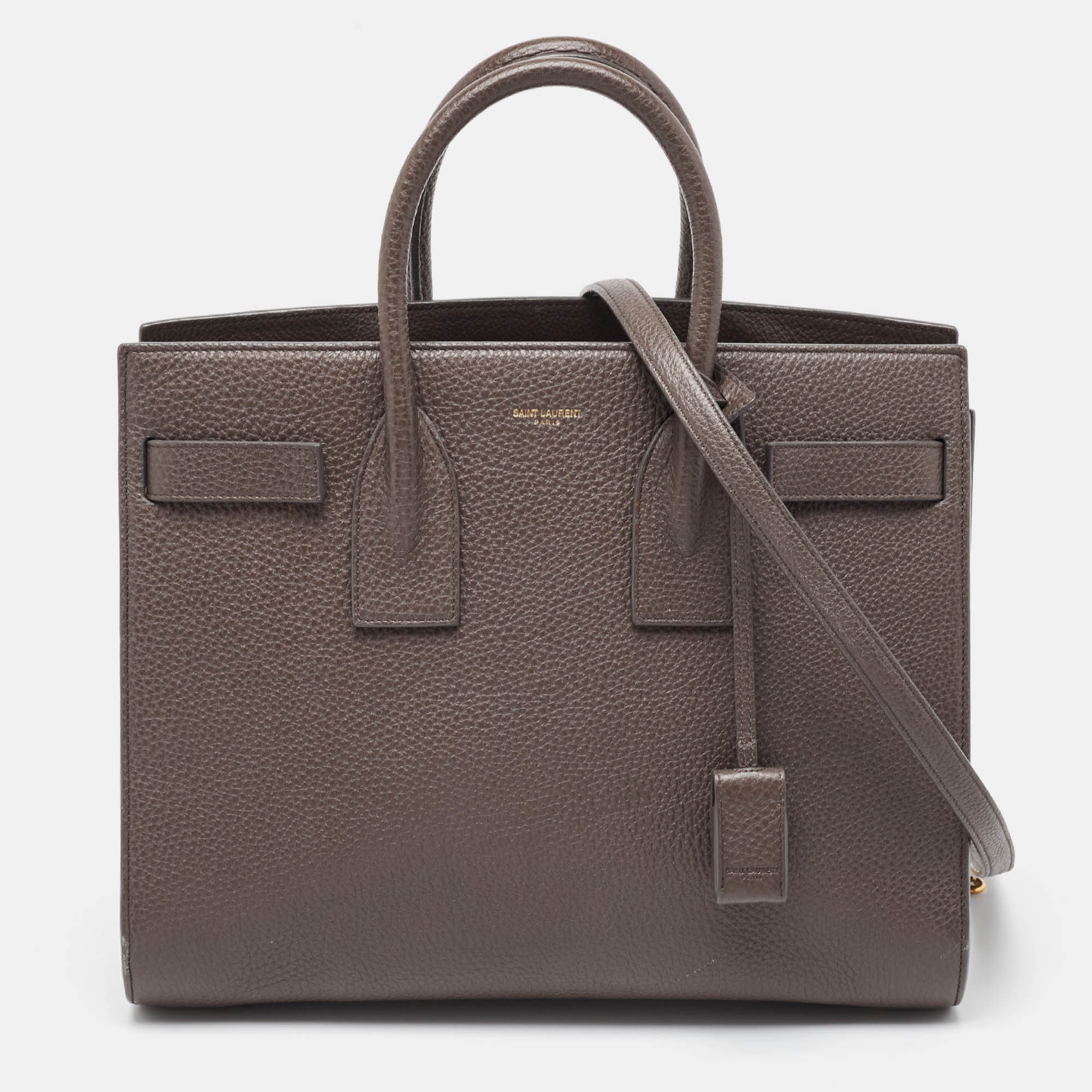 Pre Owned Saint Laurent Grey Leather Small Classic Sac De Jour Tote