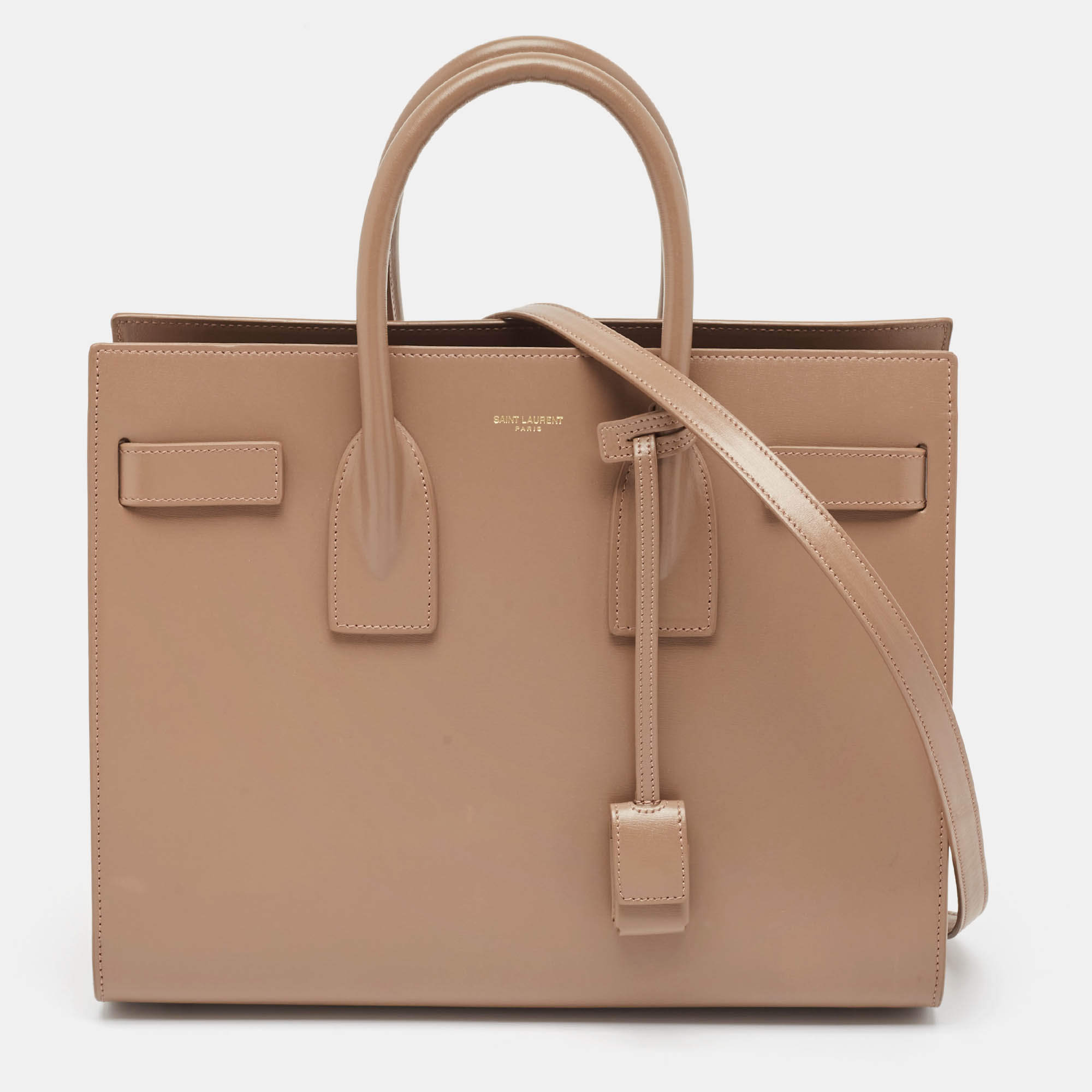 Pre Owned Saint Laurent Beige Leather Small Classic Sac De Jour Tote