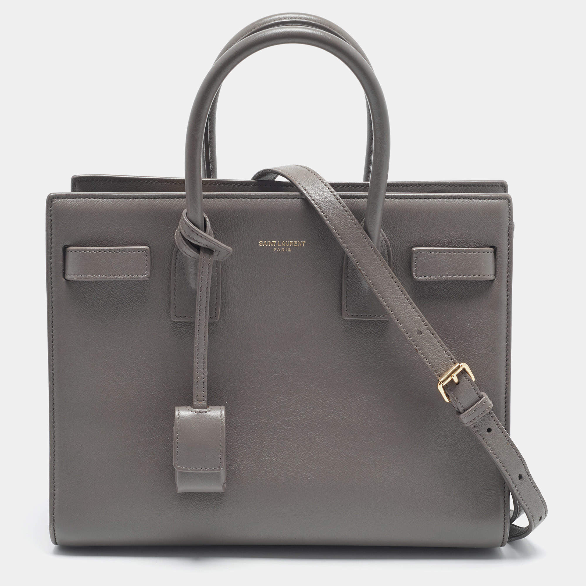 Pre Owned Saint Laurent Grey Leather Baby Classic Sac De Jour Tote