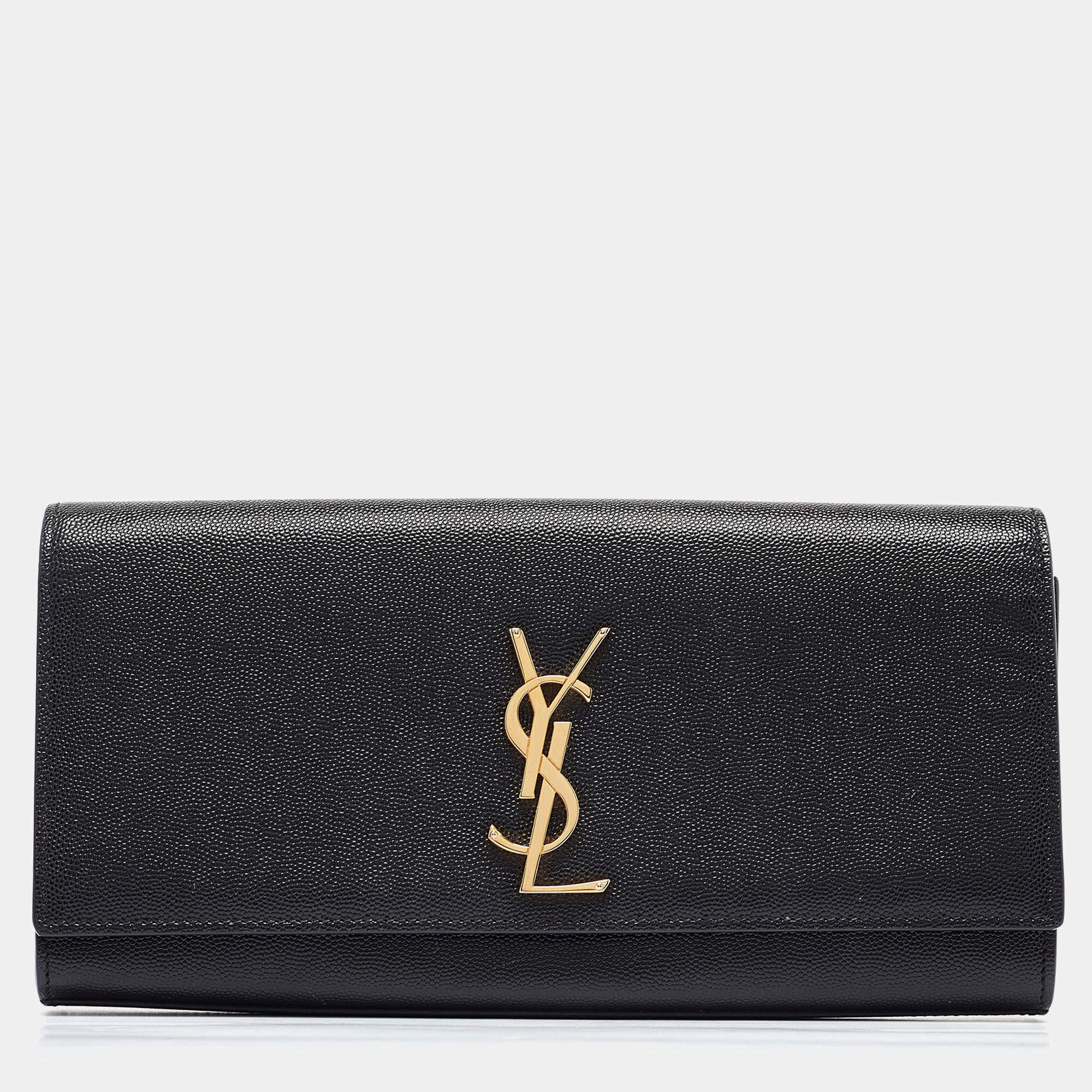 Pre Owned Saint Laurent Black Leather Kate Monogram Clutch