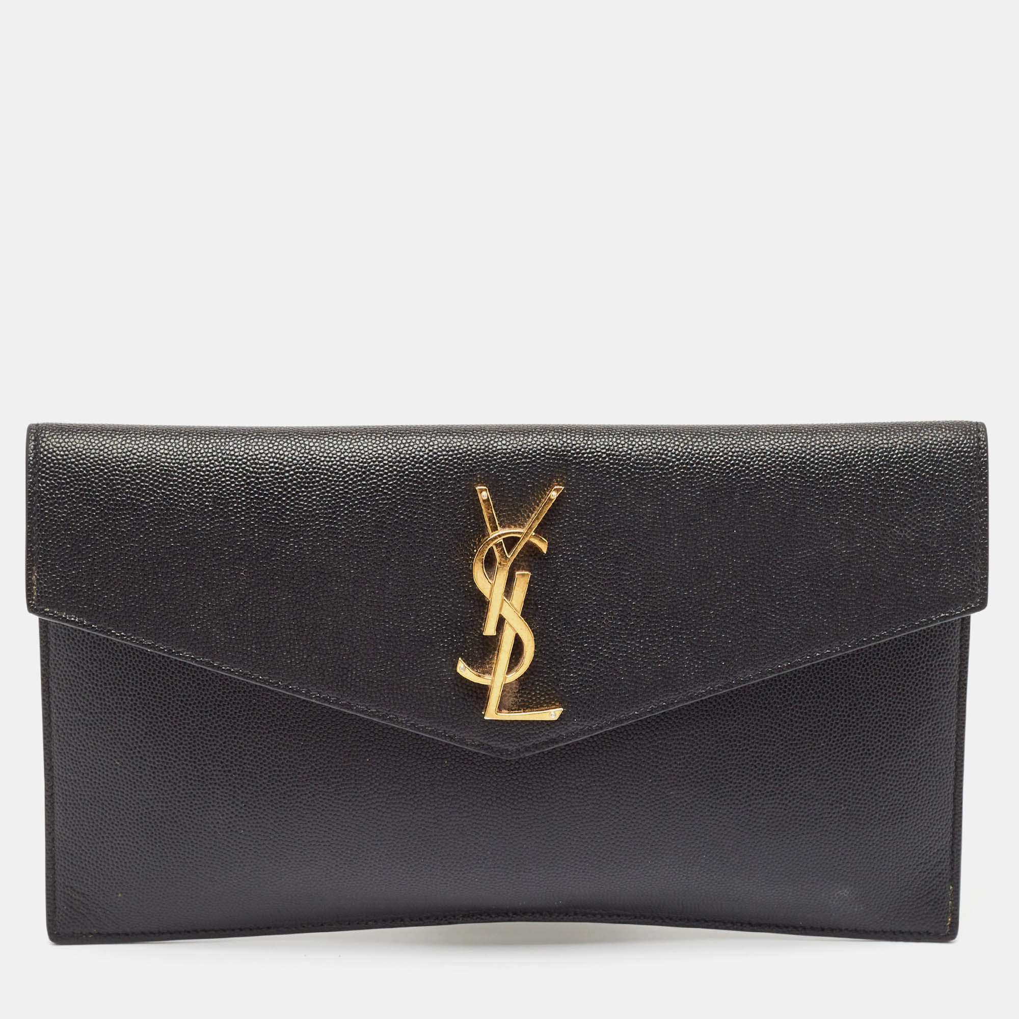 Pre Owned Saint Laurent Black Leather Uptown Pouch