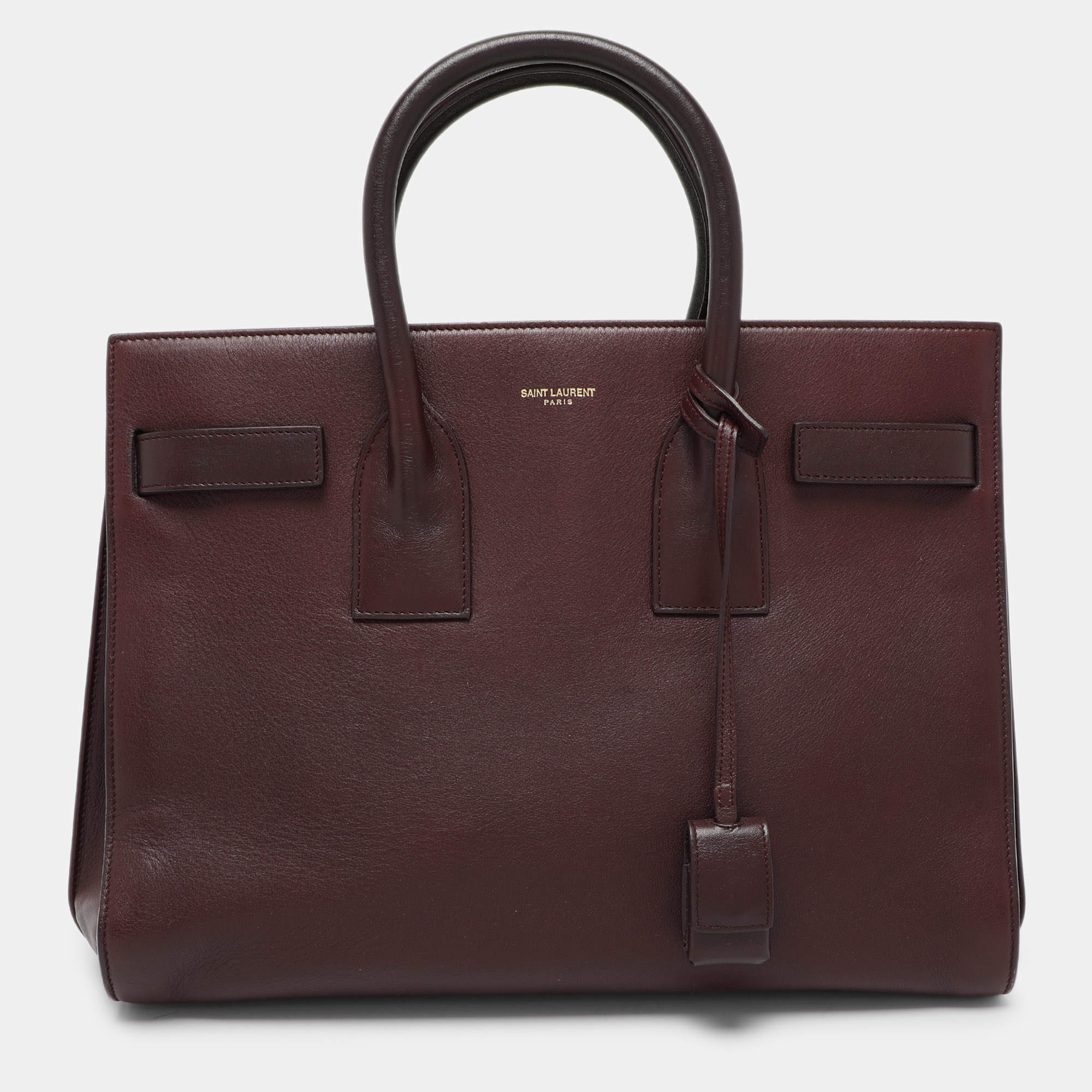 Saint Laurent Burgundy Leather Small Classic Sac De Jour Tote