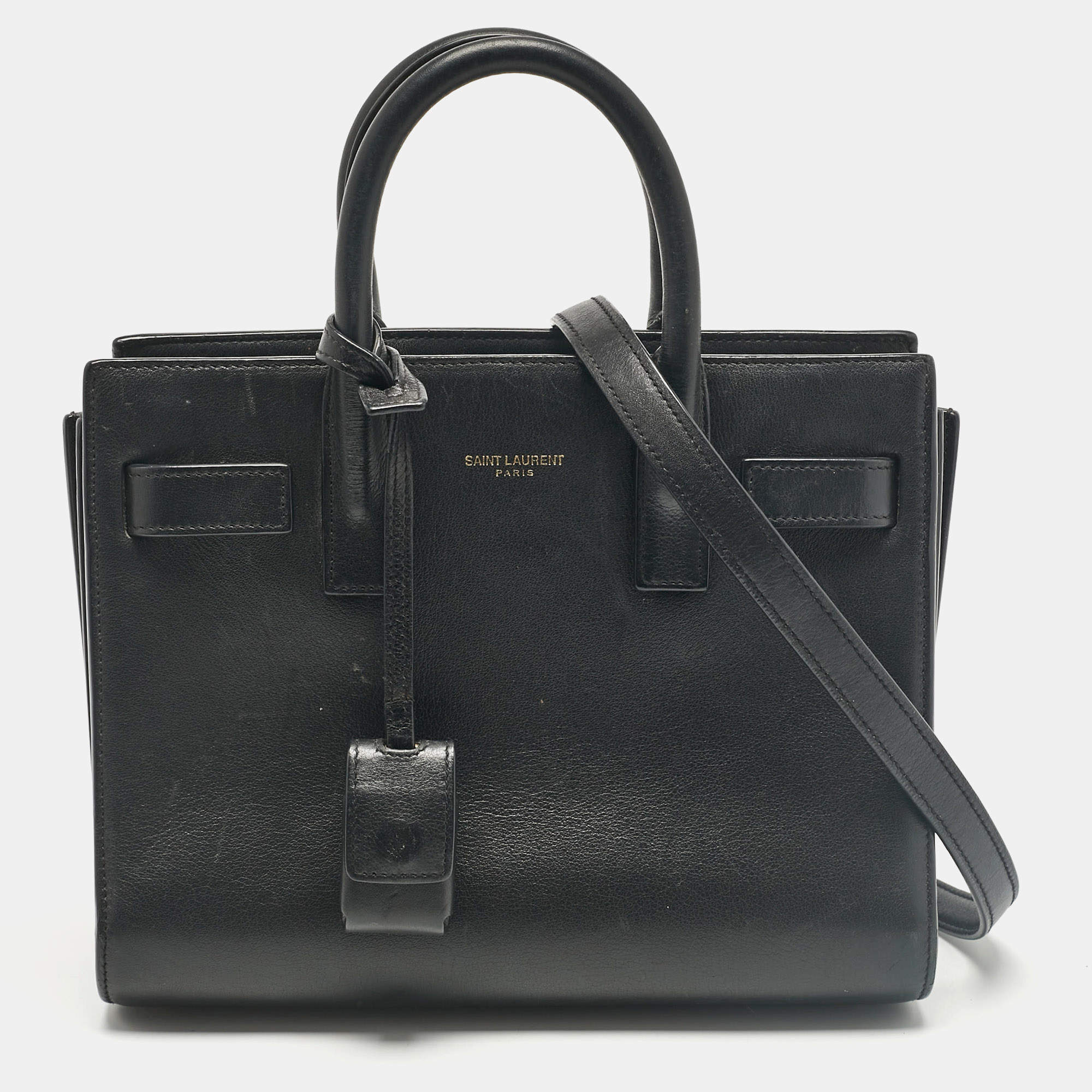 مملوكة مسبقًا Saint Laurent Black Leather Nano Classic Sac De Jour Tote