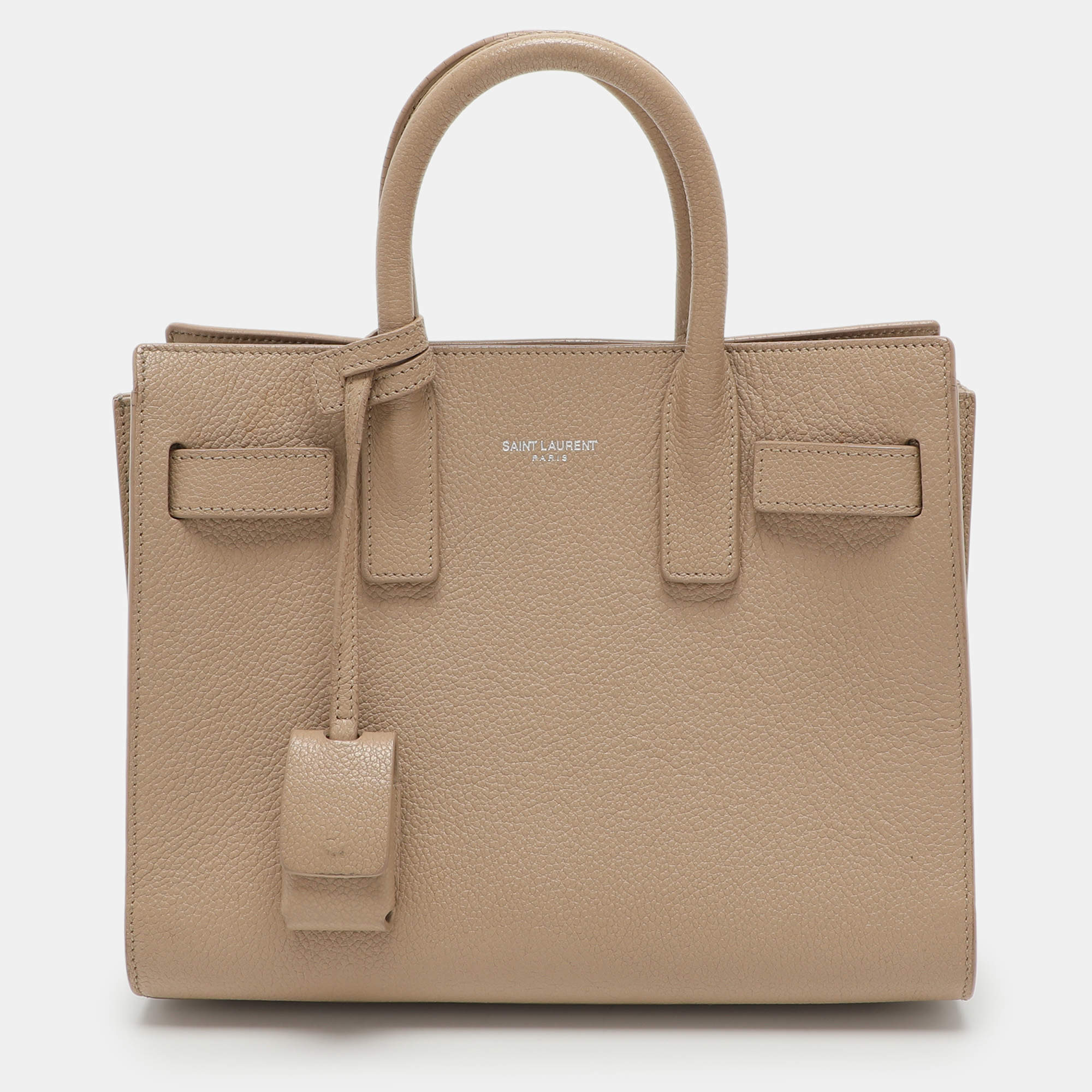 Pre Owned Saint Laurent Beige Leather Nano Classic Sac De Jour Tote