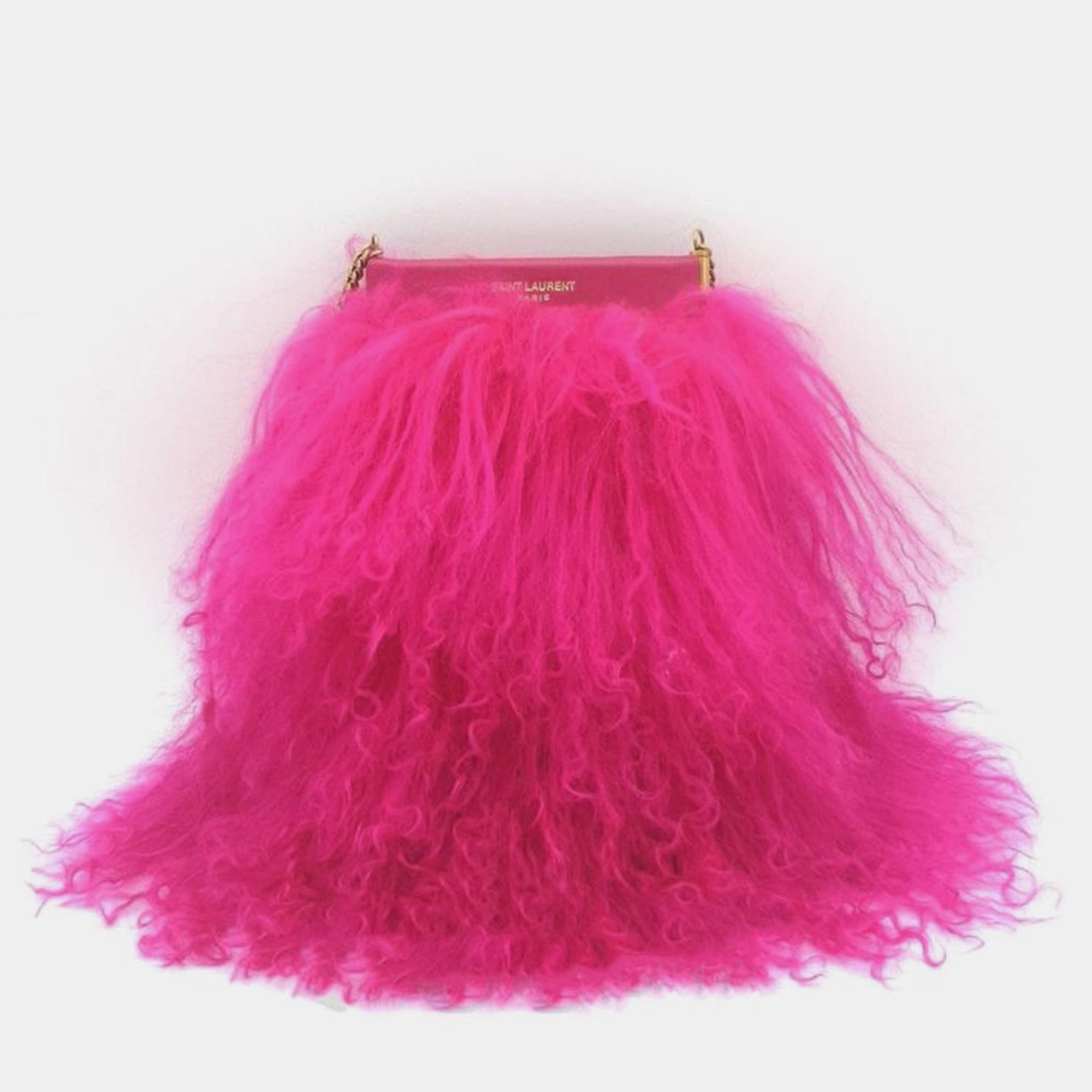 مملوكة مسبقًا Saint Laurent shearling mini chain Crossbody bag