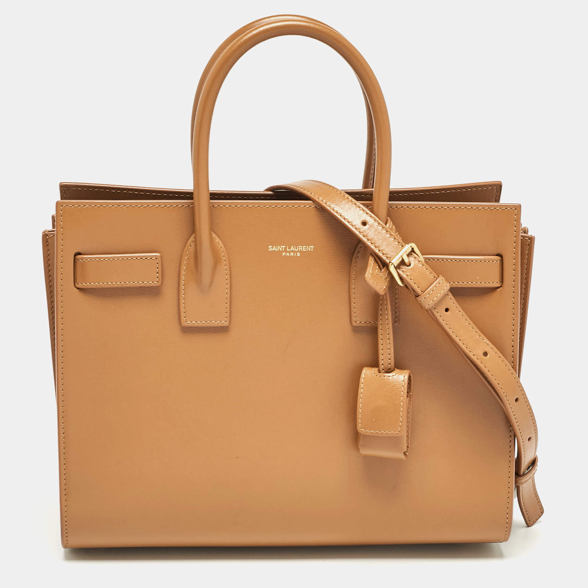 Saint Laurent Brown Leather Baby Classic Sac De Jour Tote