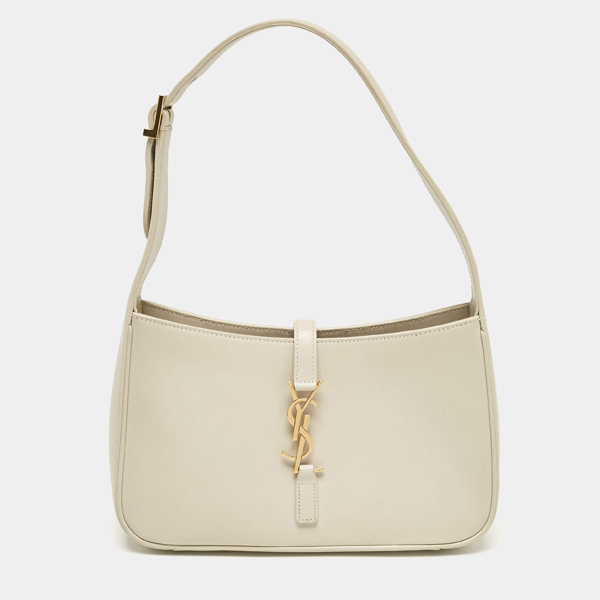 Saint Laurent Off White Leather LE 5 À 7 Shoulder Bag