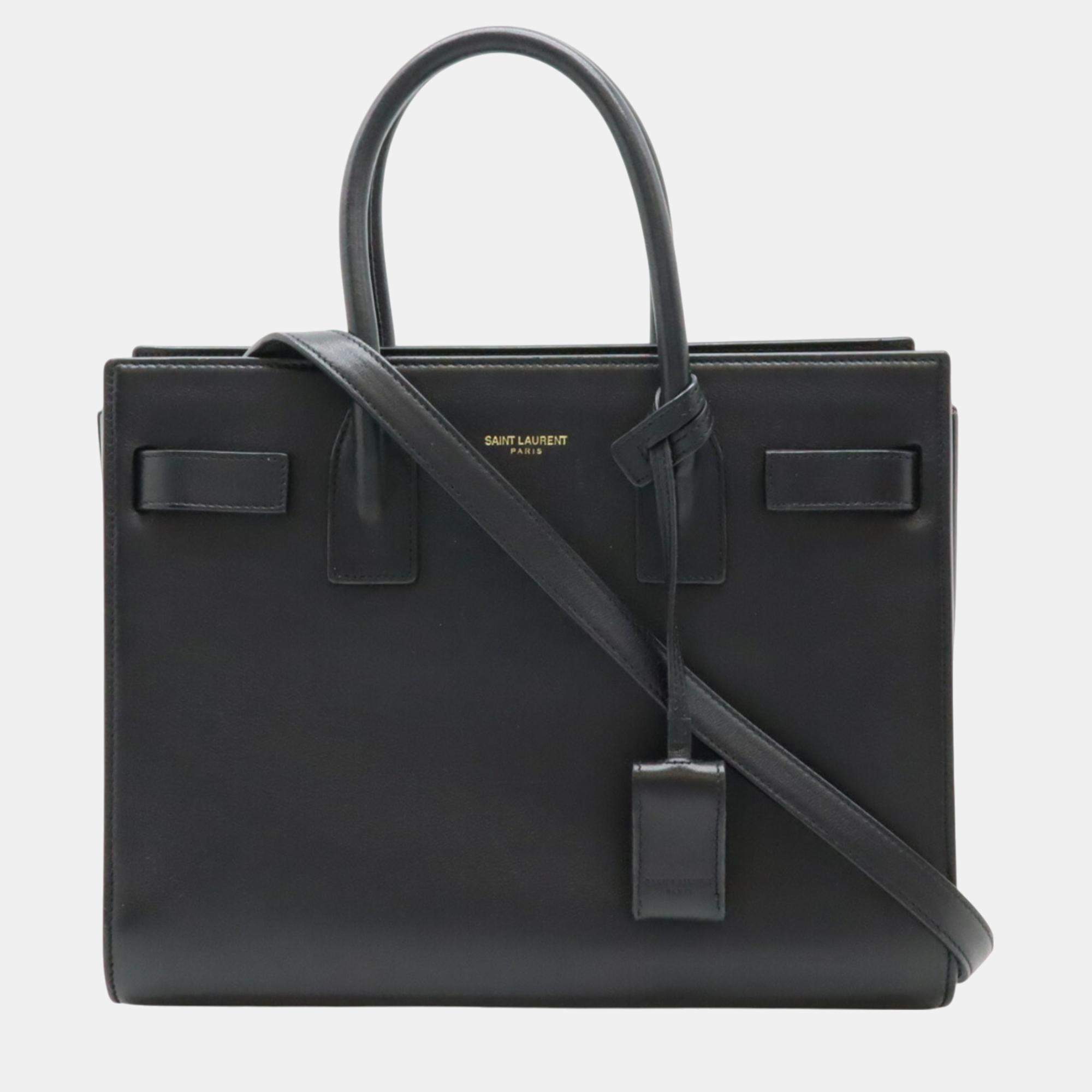 Saint Laurent Leather Black Sac de Jour Baby Handbag