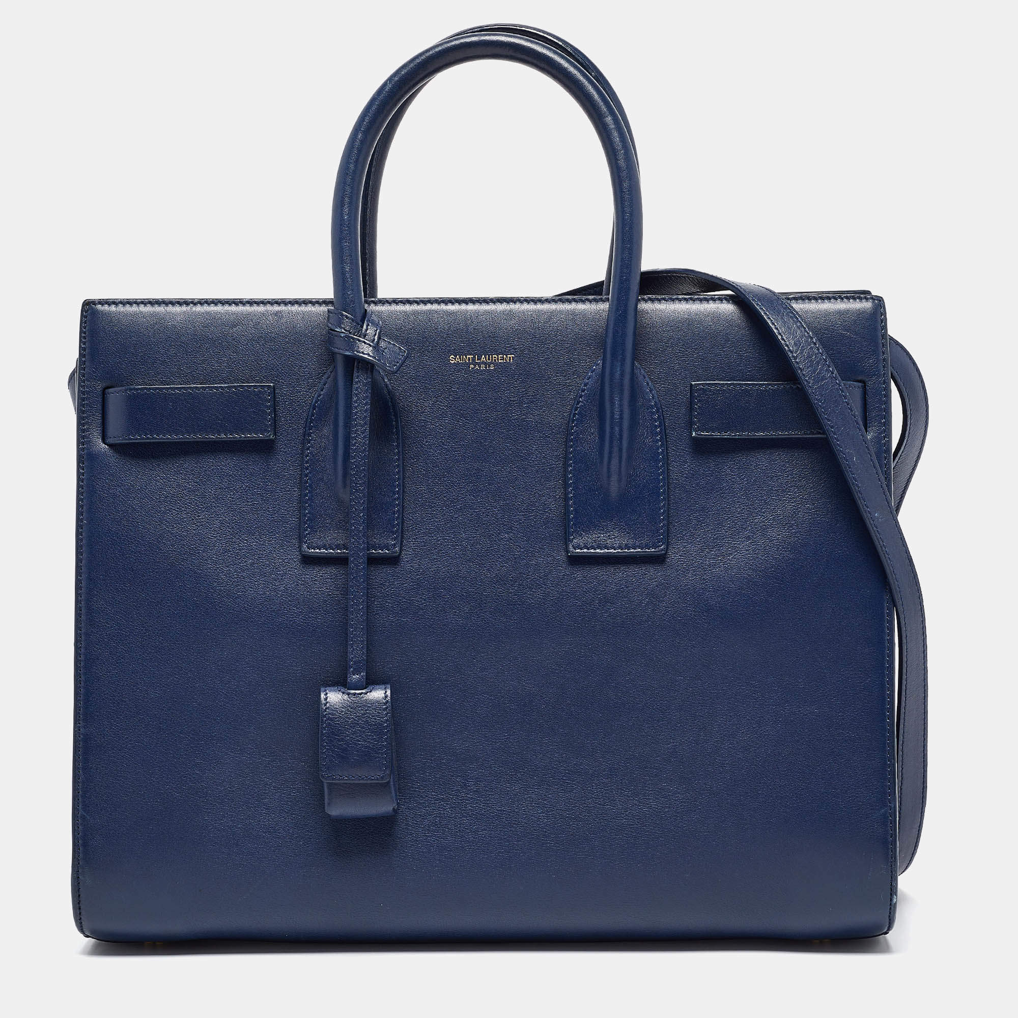 Saint Laurent Blue Leather Small Classic Sac De Jour Tote