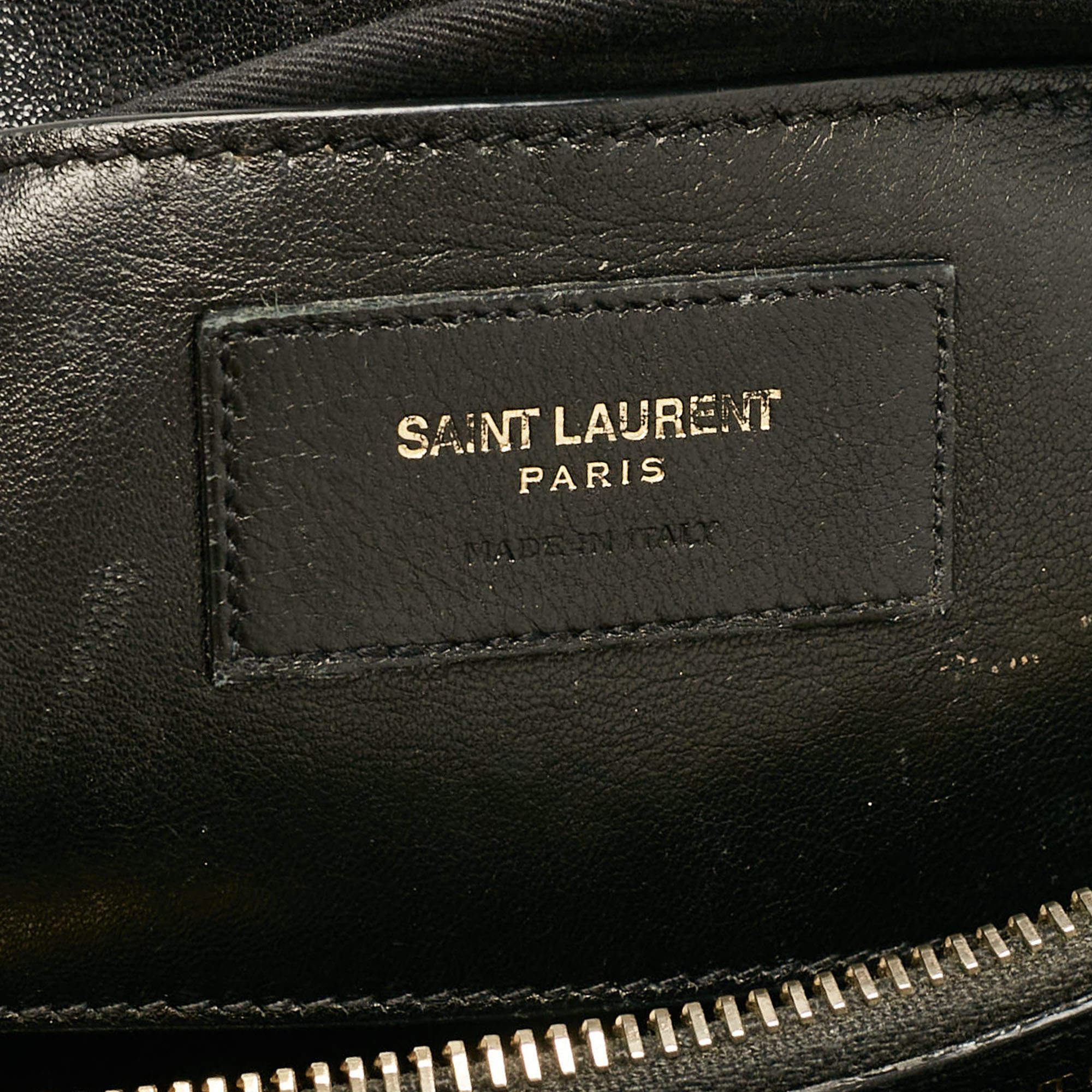 Pre Owned Saint Laurent Black Matelassé Leather Large College Top Handle Bag