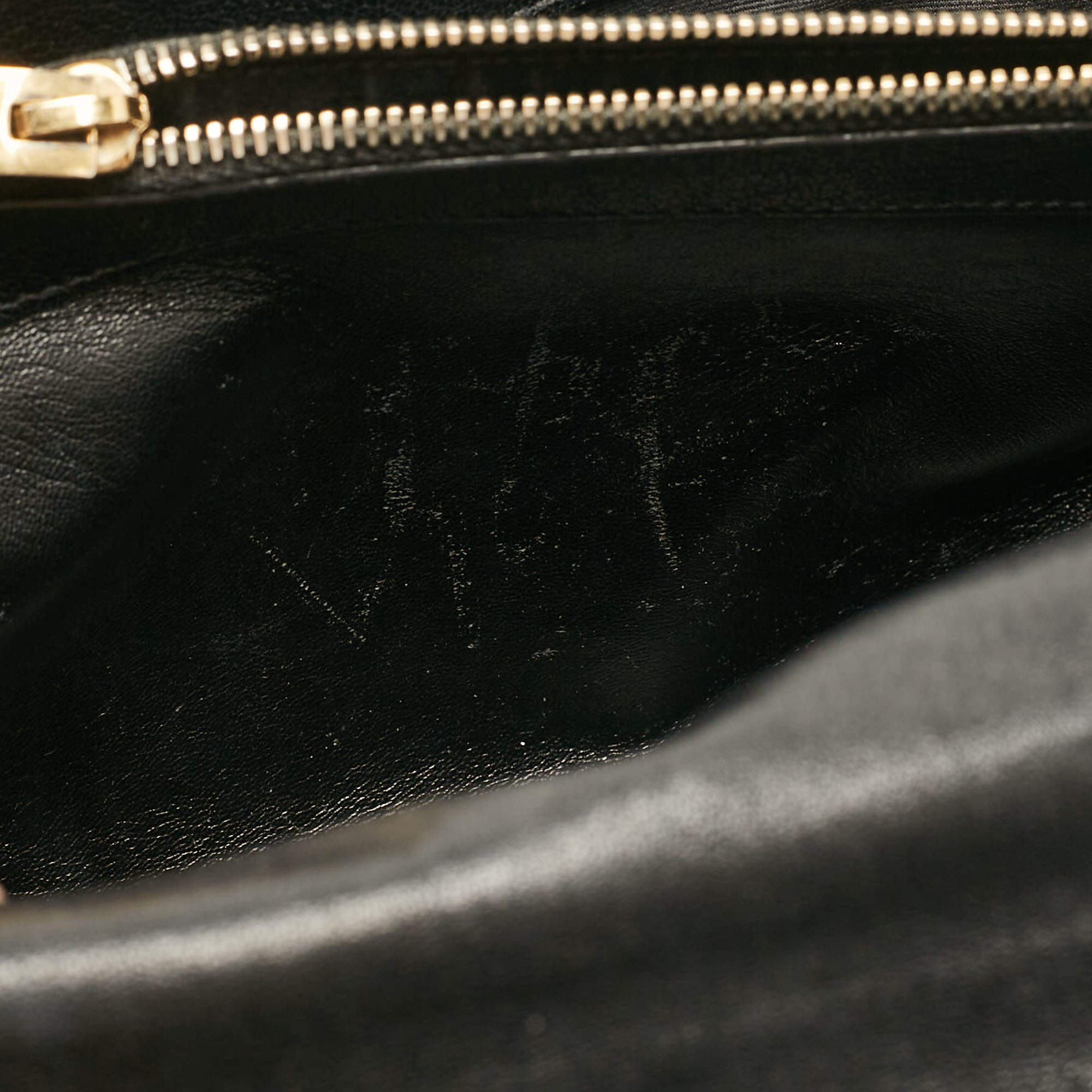 Pre Owned Saint Laurent Black Matelassé Leather Large College Top Handle Bag