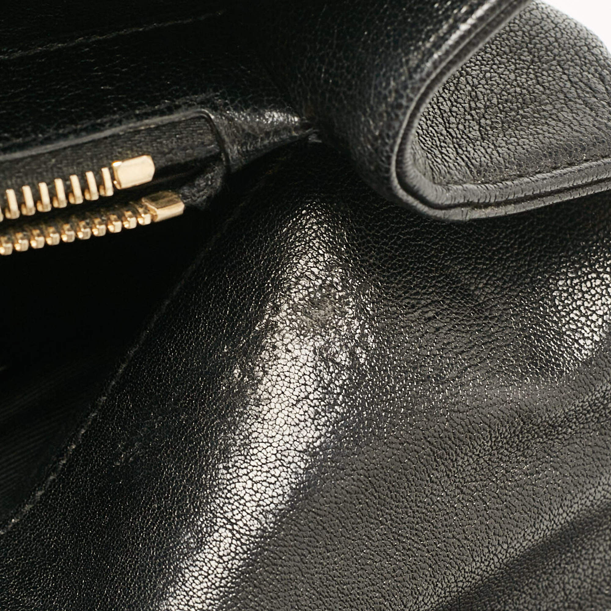 Pre Owned Saint Laurent Black Matelassé Leather Large College Top Handle Bag