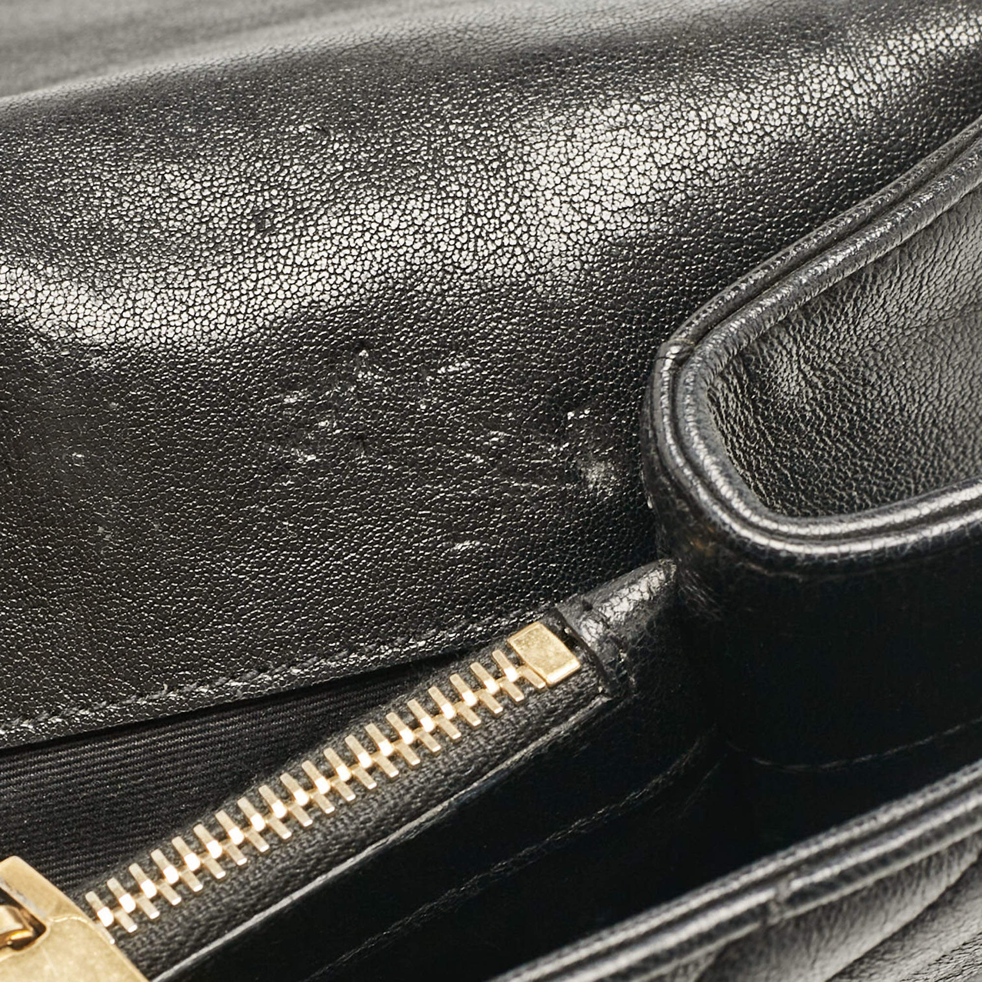 Pre Owned Saint Laurent Black Matelassé Leather Large College Top Handle Bag