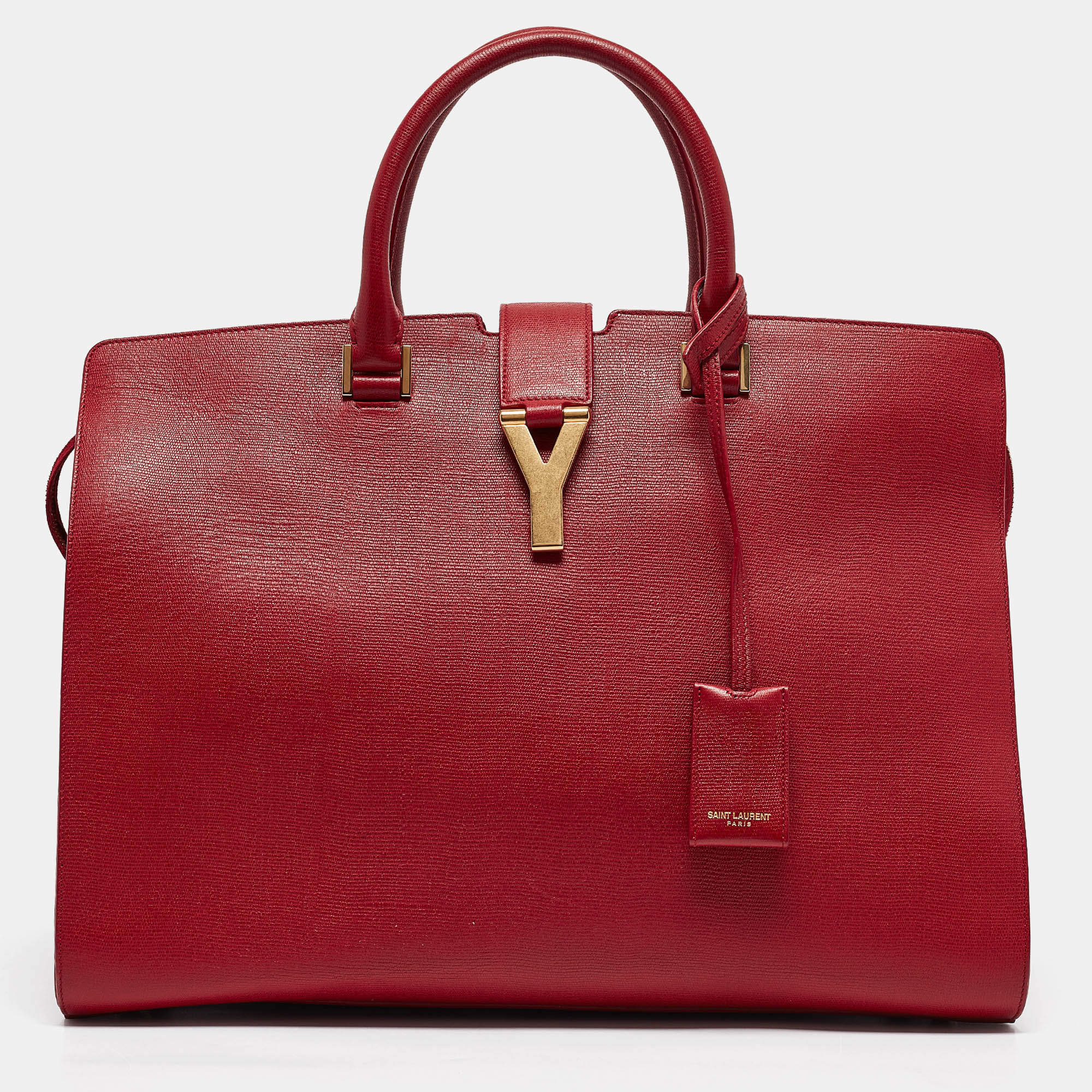 Saint Laurent Red Leather Large Y Cabas Chyc Tote