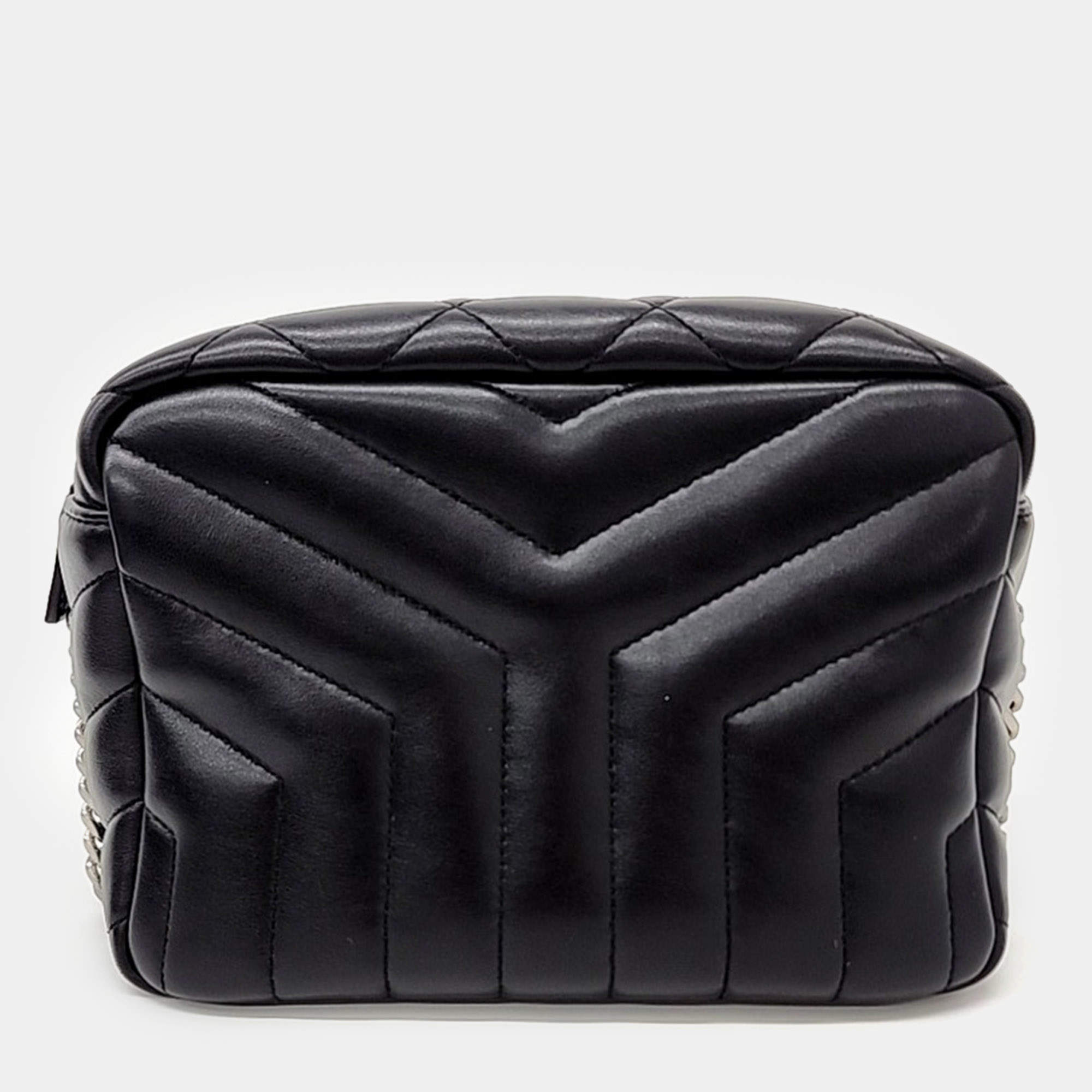 Pre Owned Saint Laurent Paris Black Canvas Saint Laurent Paris Monogram Lulu Bowling Bag