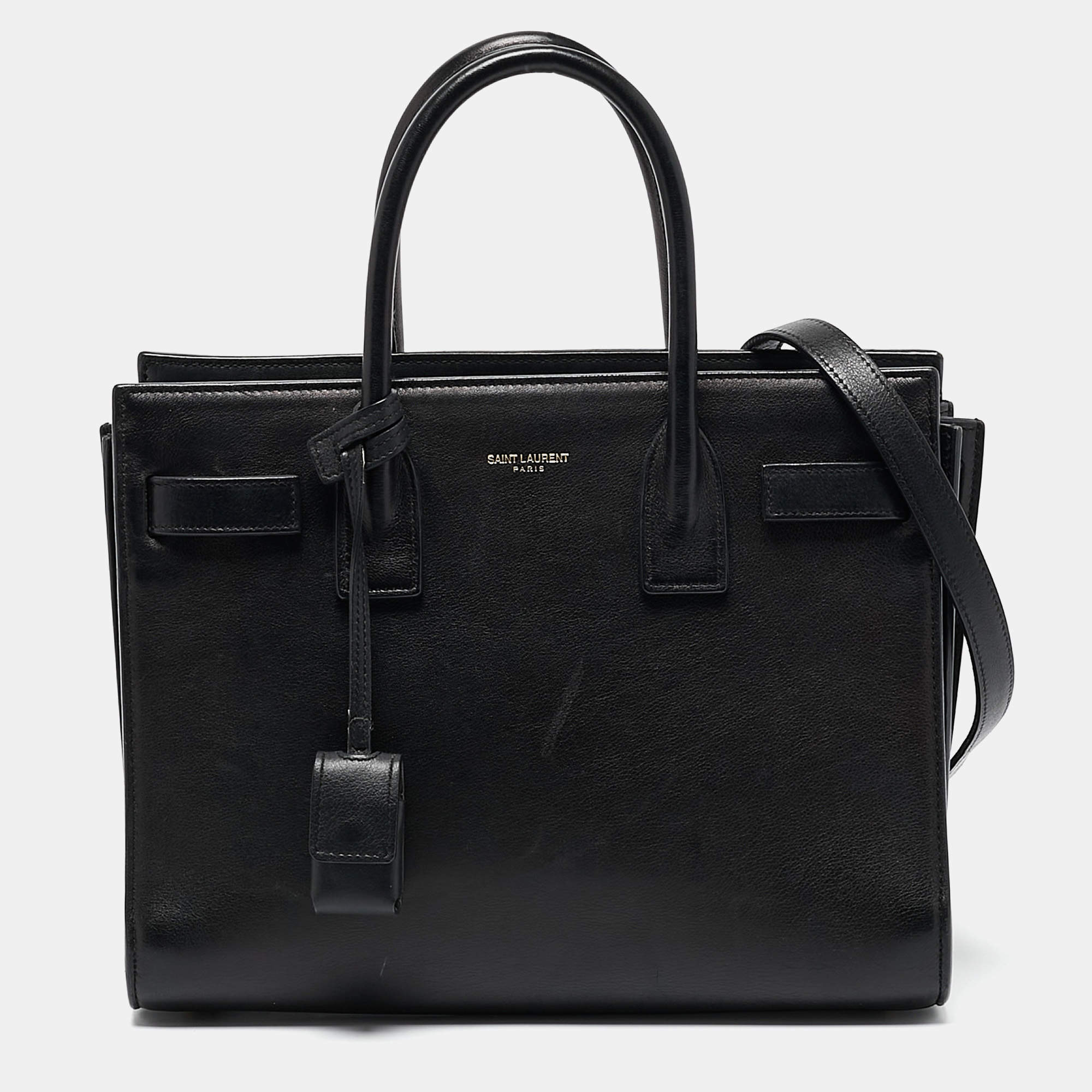 Pre Owned Saint Laurent Black Leather Baby Classic Sac De Jour Tote