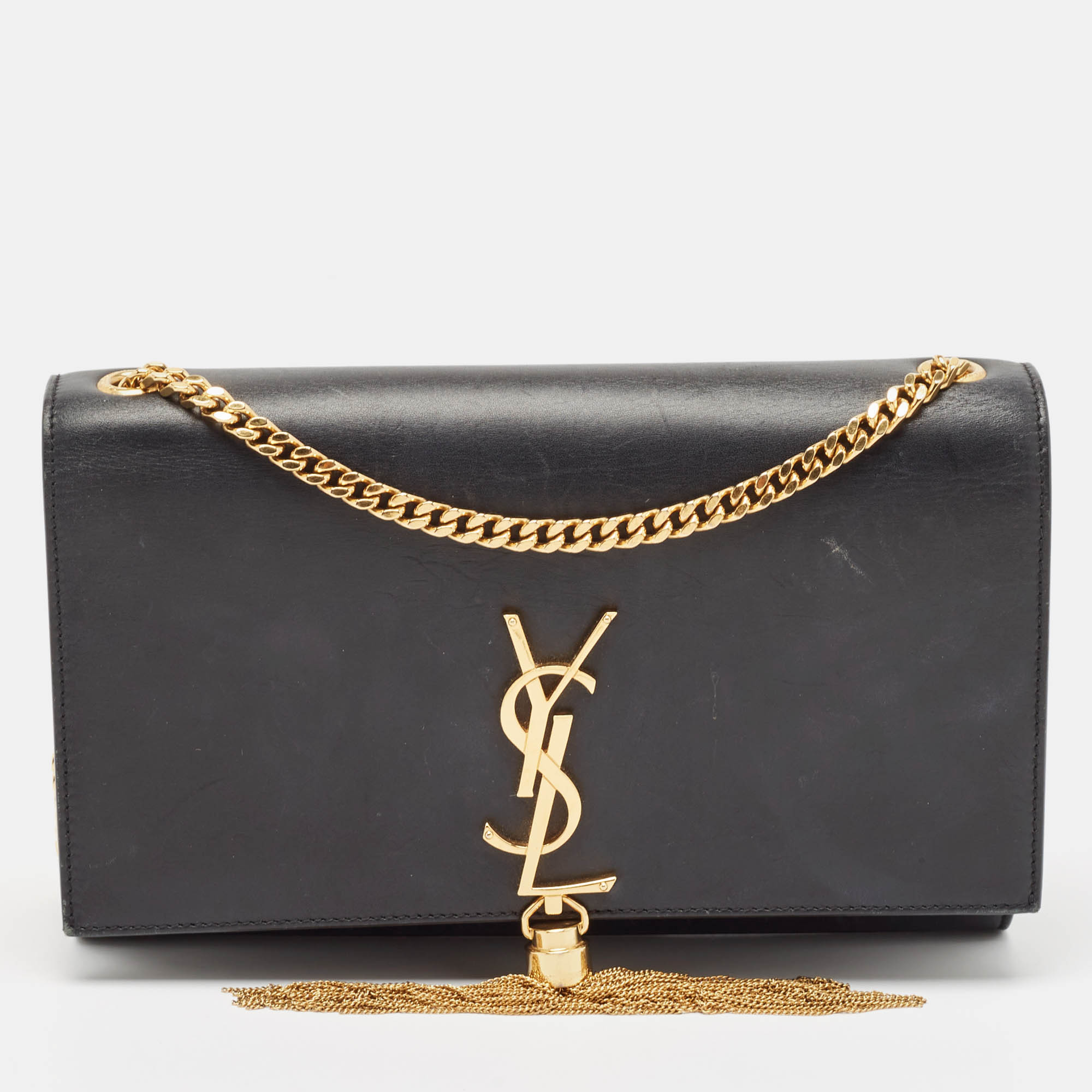 Saint Laurent Black Leather Medium Kate Tassel Shoulder Bag