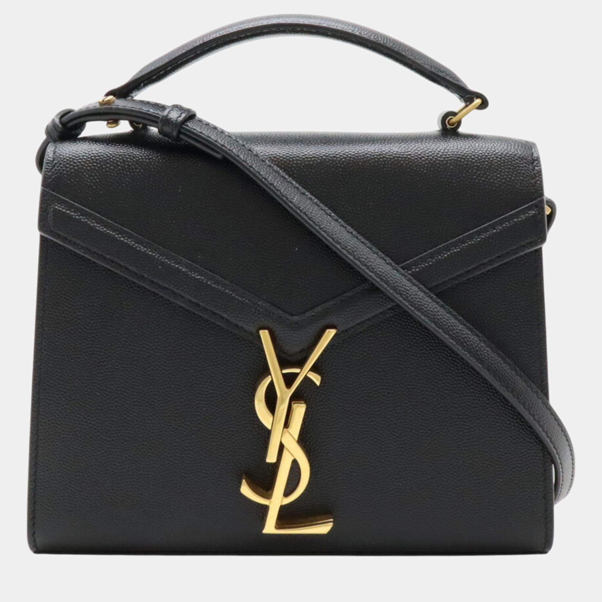 Saint Laurent Paris Black   Leather Cassandra Shoulder Bag