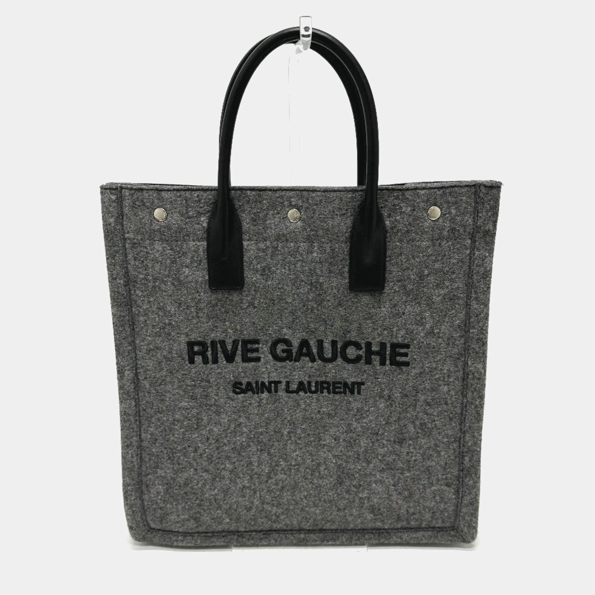 Saint Laurent Gray/Black Shoulder Tote Bag