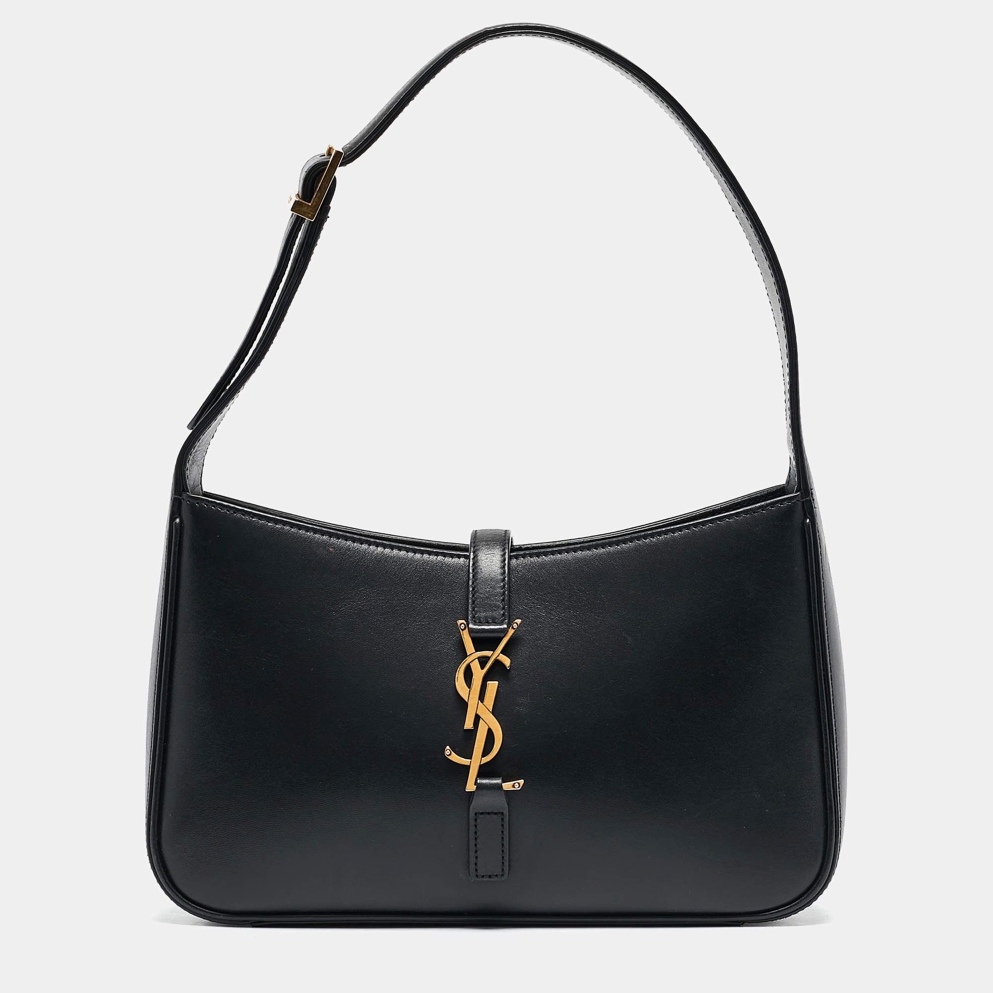 Pre Owned Saint Laurent Black Leather LE 5 À 7 Shoulder Bag