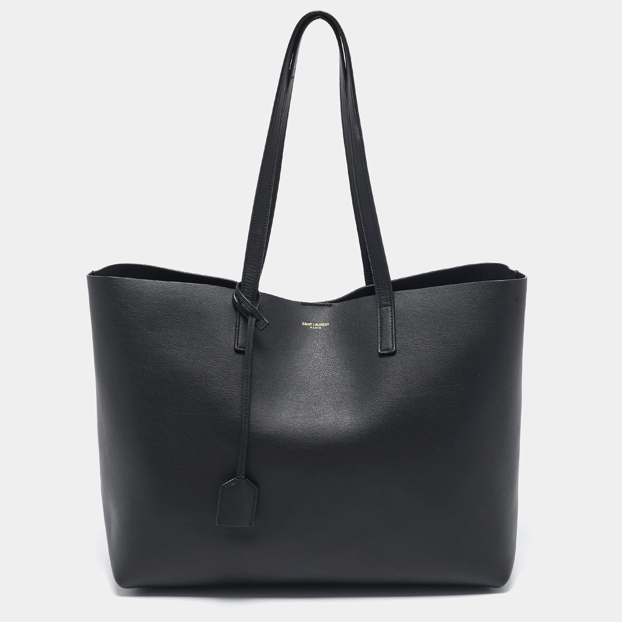 Saint Laurent Black Leather E/W Shopper Tote