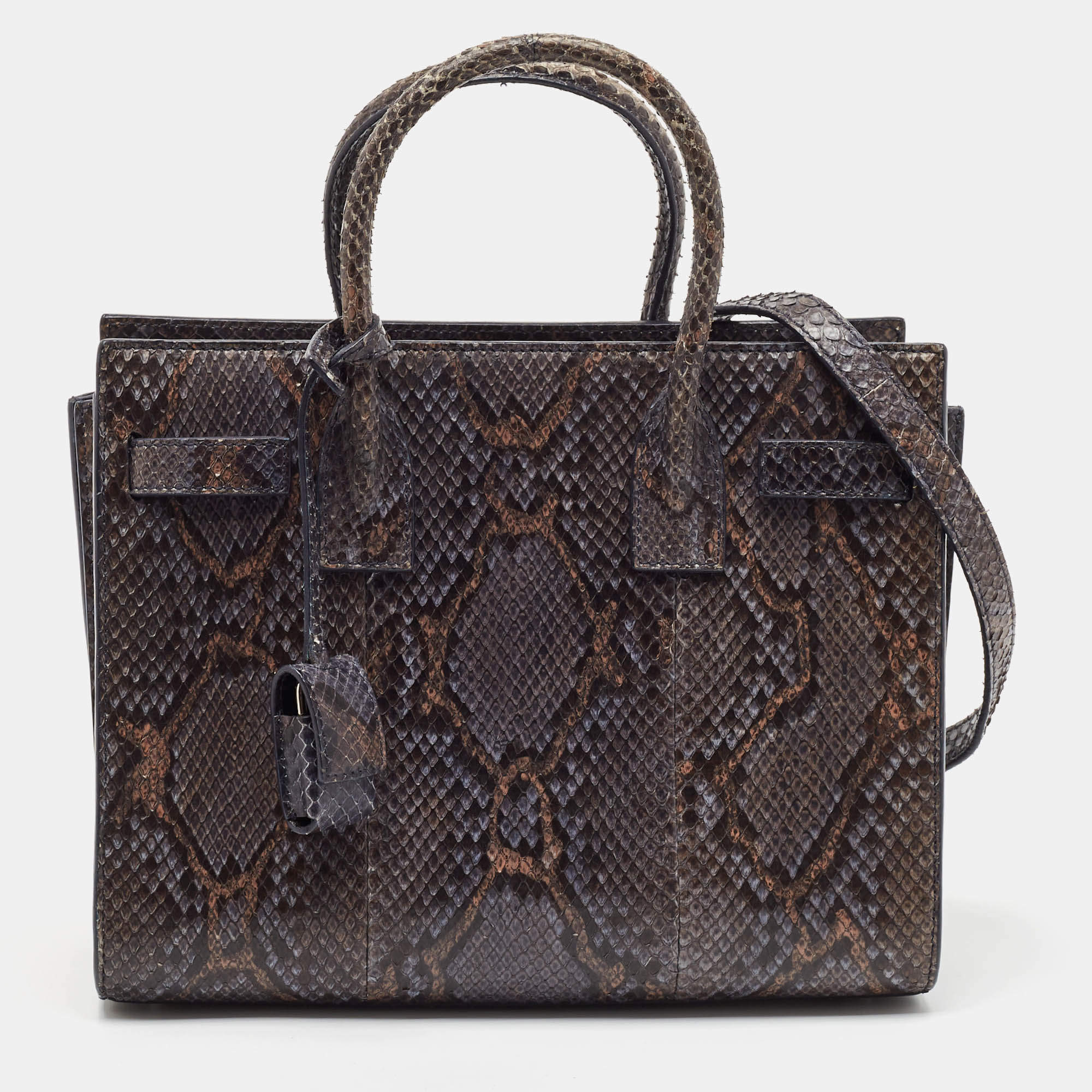 Saint Laurent Dark Grey Python Baby Classic Sac De Jour Tote