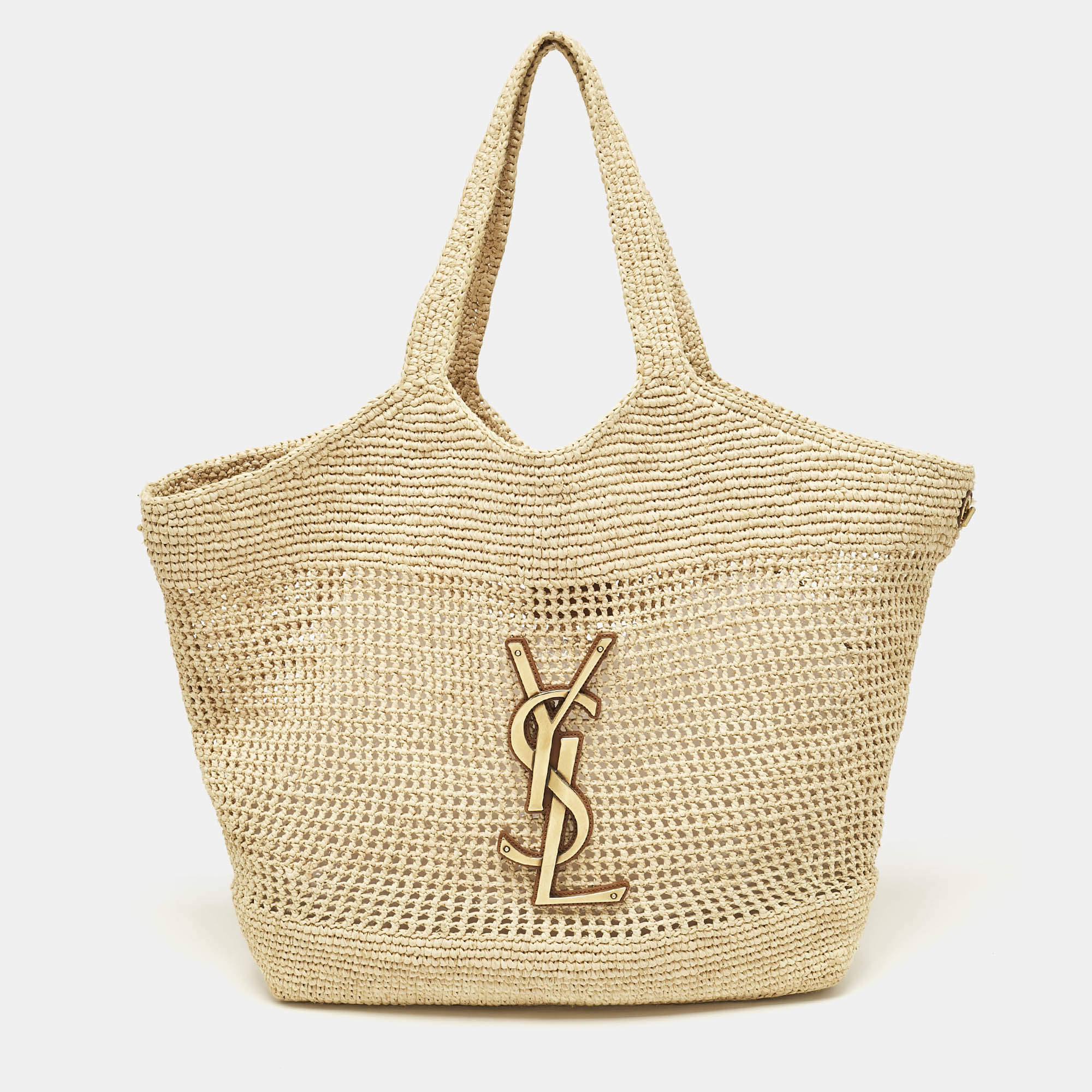 Saint Laurent Natural Raffia ICare Tote