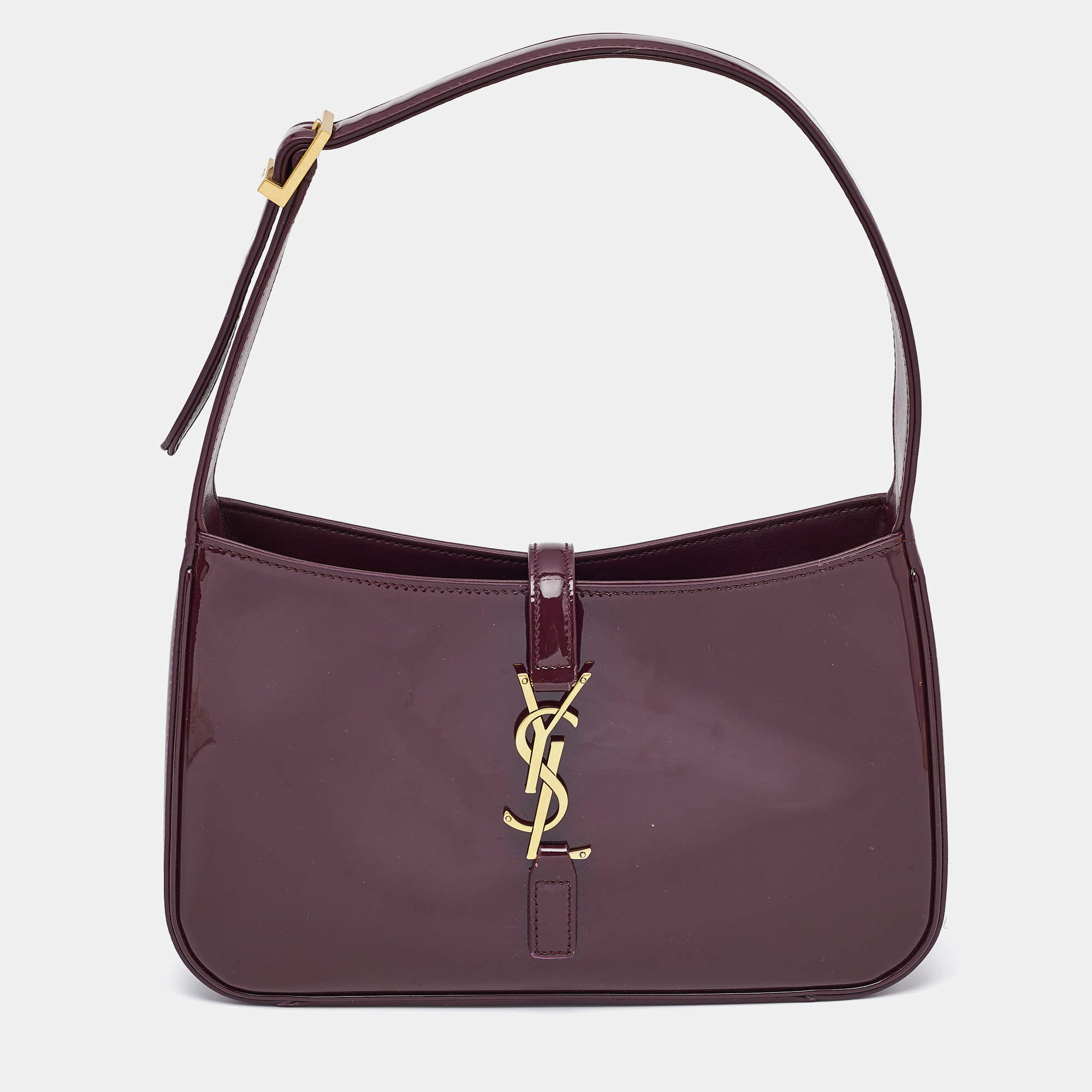 مملوكة مسبقًا Saint Laurent Burgundy Patent Leather LE 5 À 7 Shoulder Bag