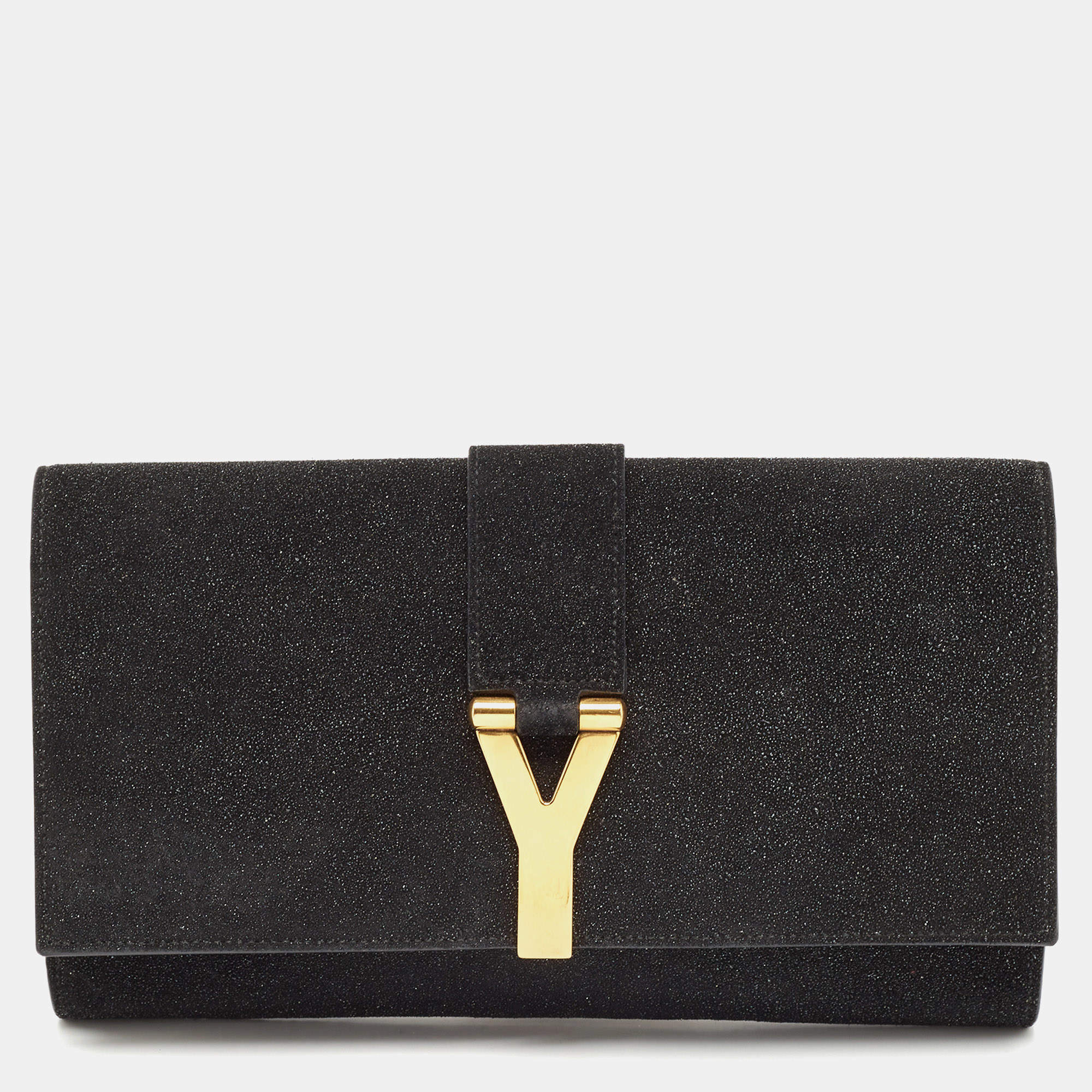 Saint Laurent Textured Suede Y Line Clutch