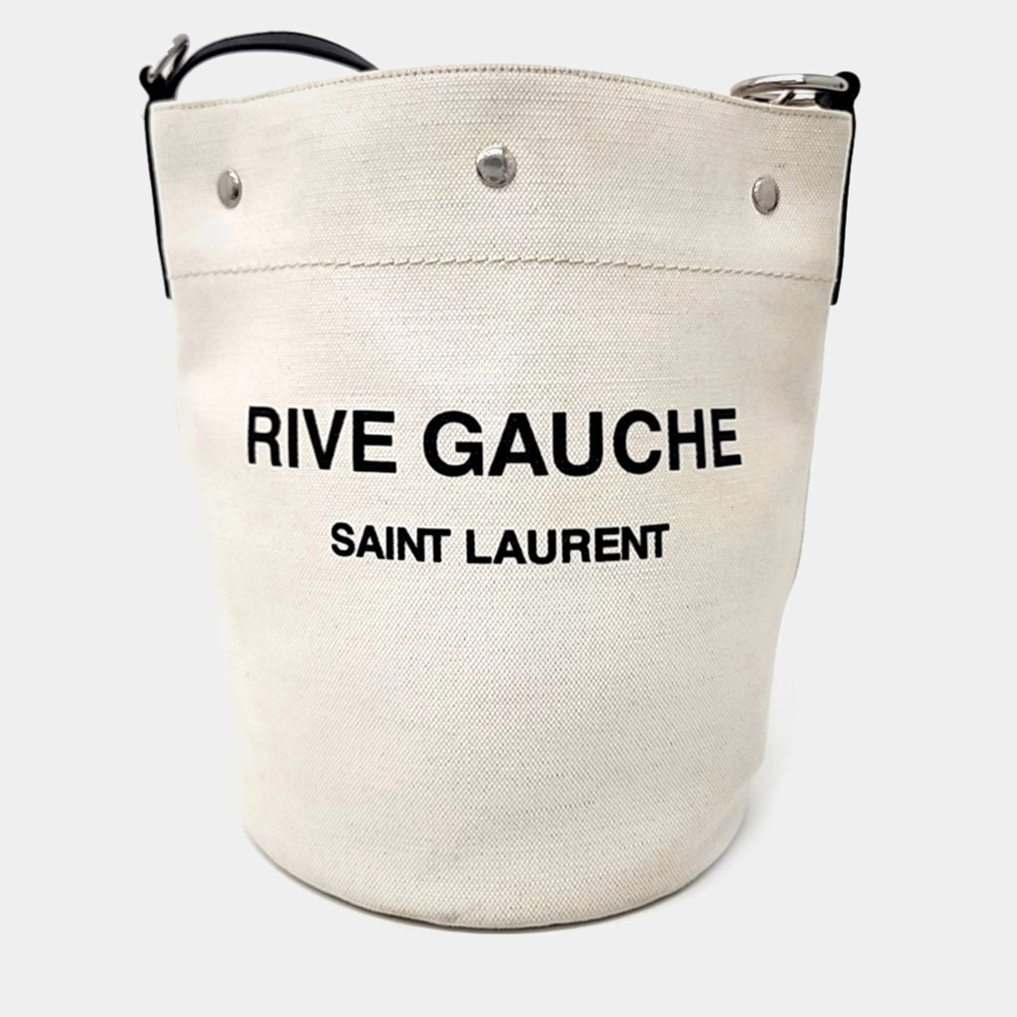 Saint Laurent Paris Beige Fabric Rive Gauche Bucket Bag