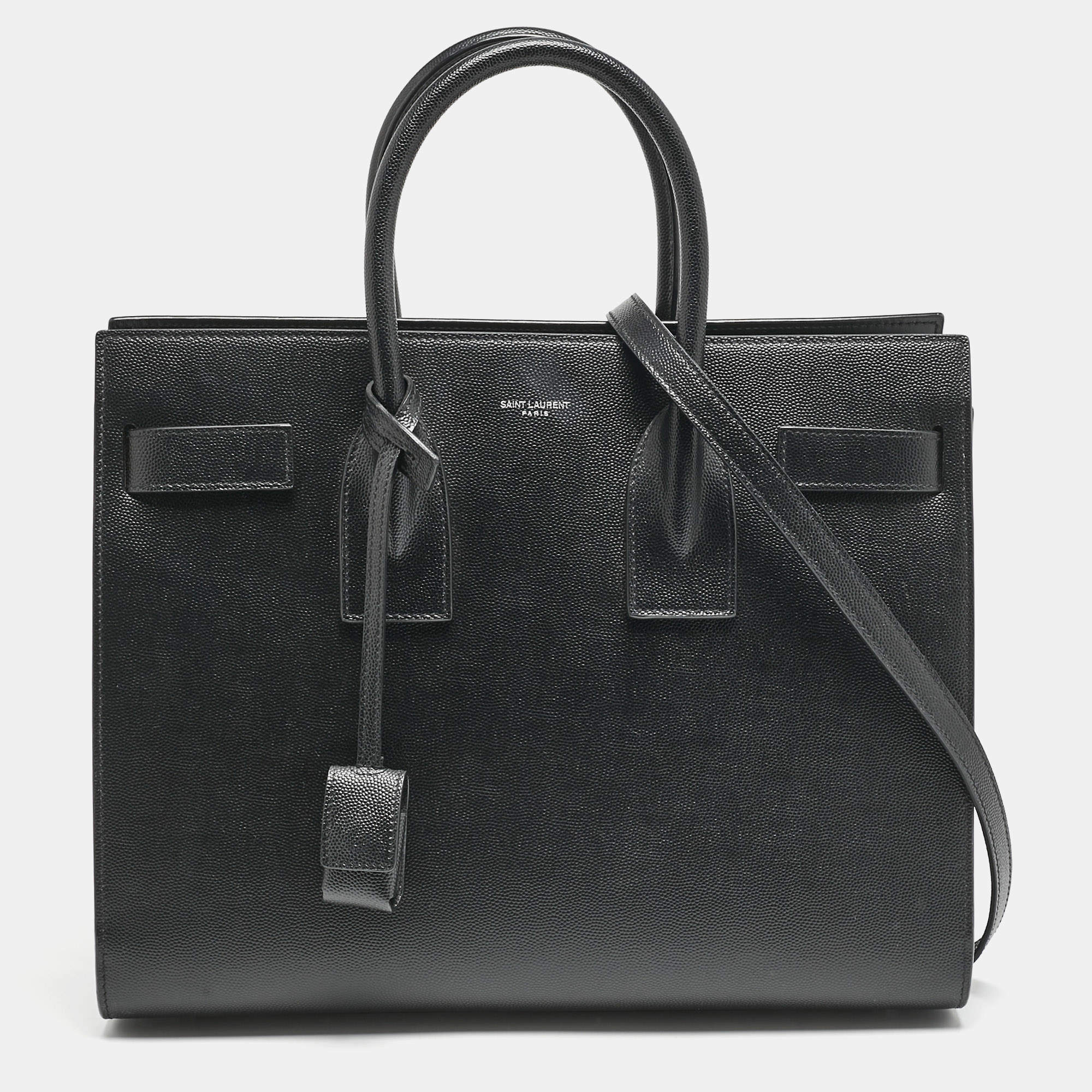 Pre Owned Saint Laurent Black Leather Small Classic Sac De Jour Tote